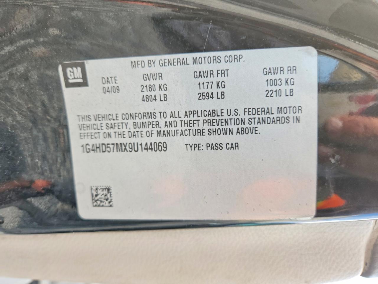 2009 Buick Lucerne Cxl Black vin: 1G4HD57MX9U144069