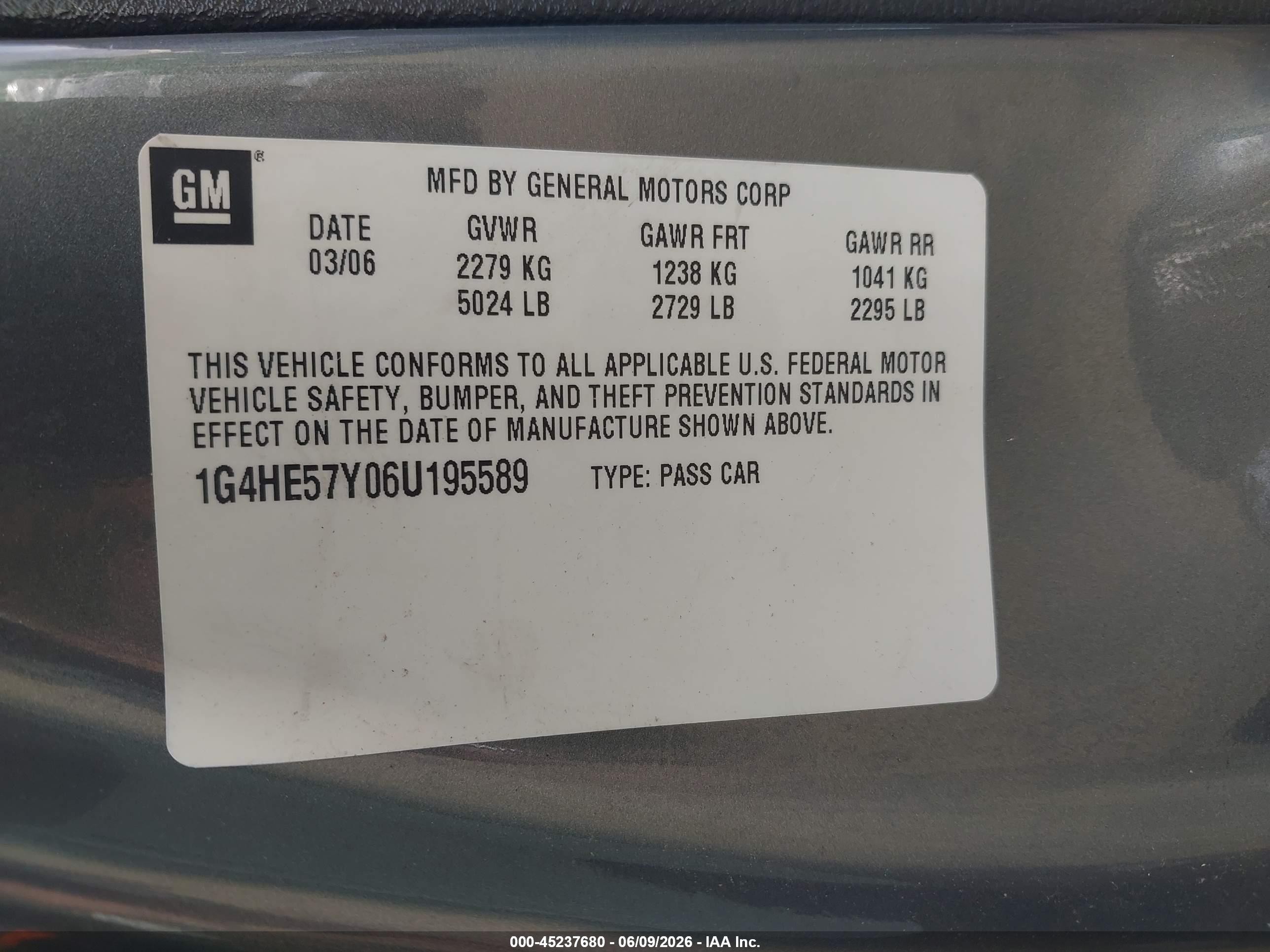 2006 Buick Lucerne Cxs Gray vin: 1G4HE57Y06U195589