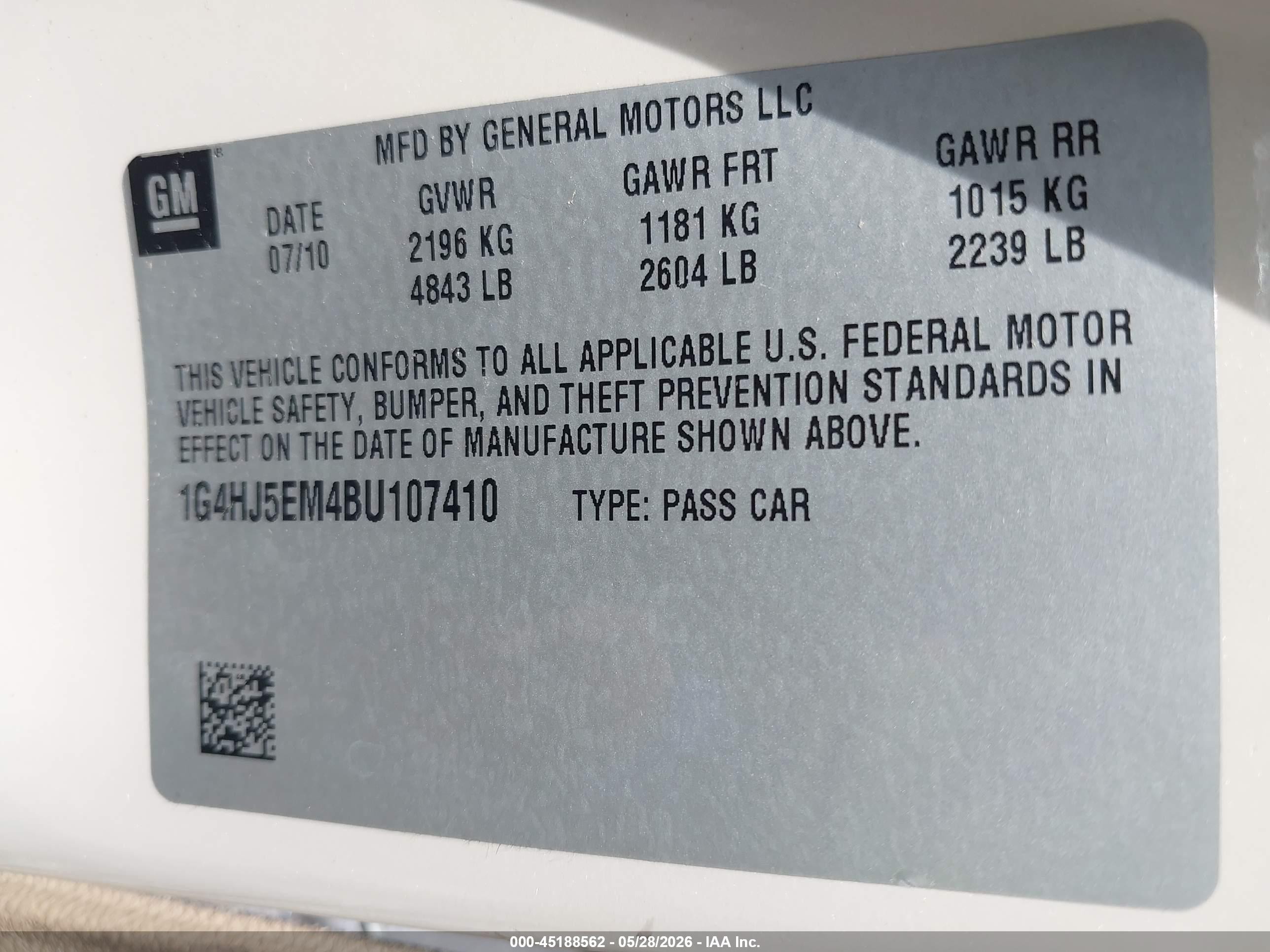 2011 Buick Lucerne Cxl Premium Cream vin: 1G4HJ5EM4BU107410