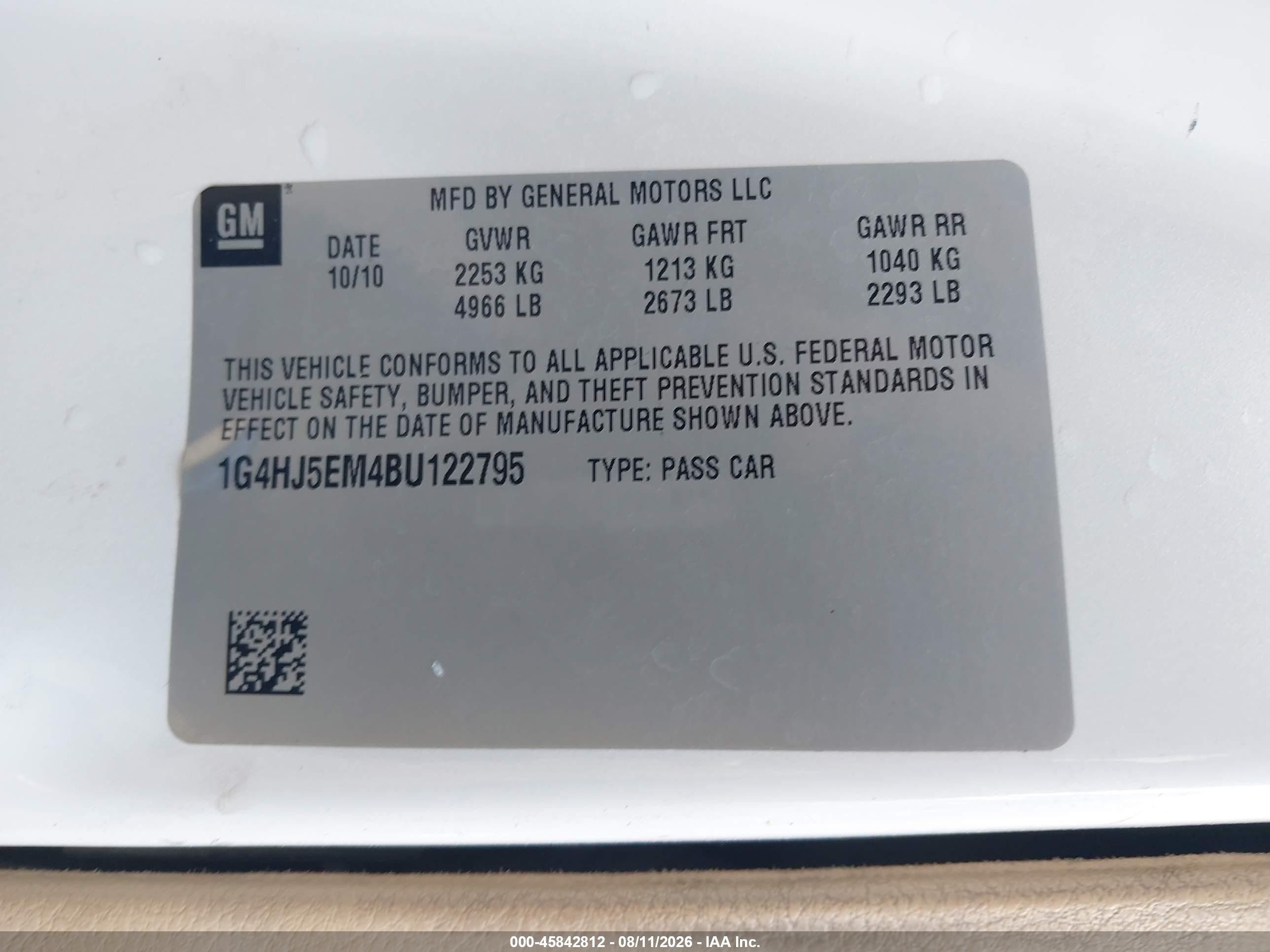 2011 Buick Lucerne Cxl Premium White vin: 1G4HJ5EM4BU122795