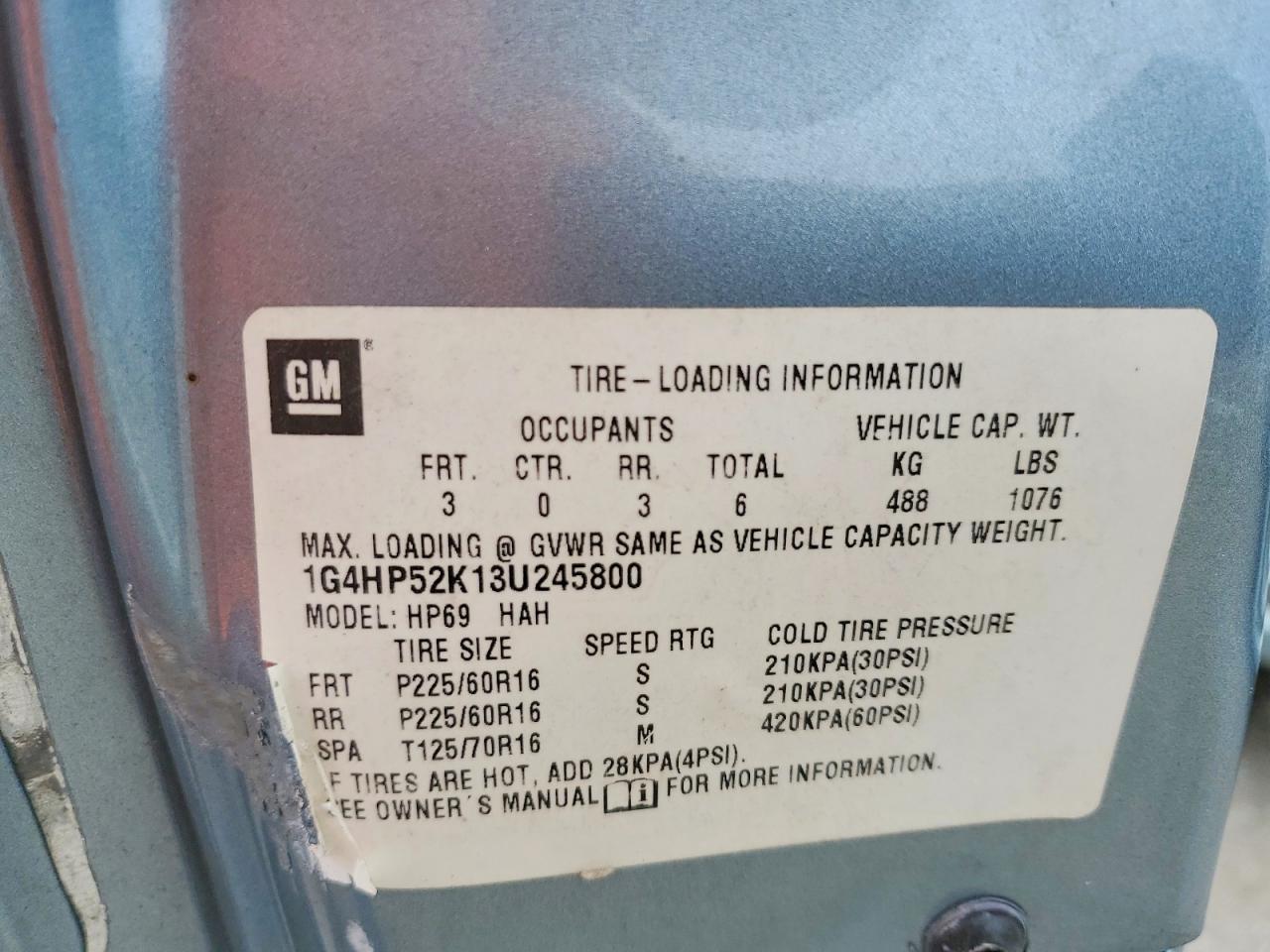 2003 Buick Lesabre Custom Blue vin: 1G4HP52K13U245800