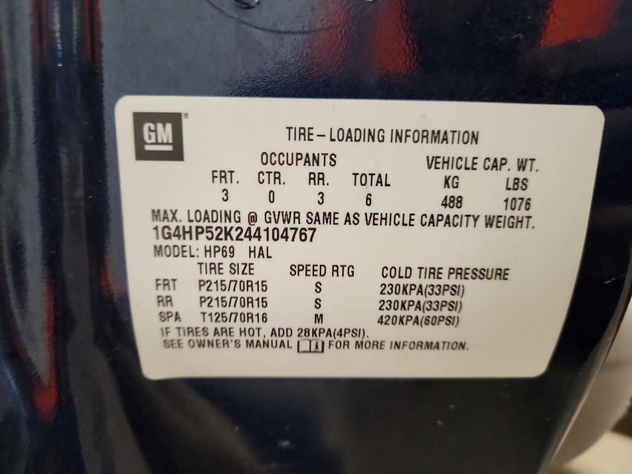 2004 Buick Lesabre Custom Blue vin: 1G4HP52K244104767