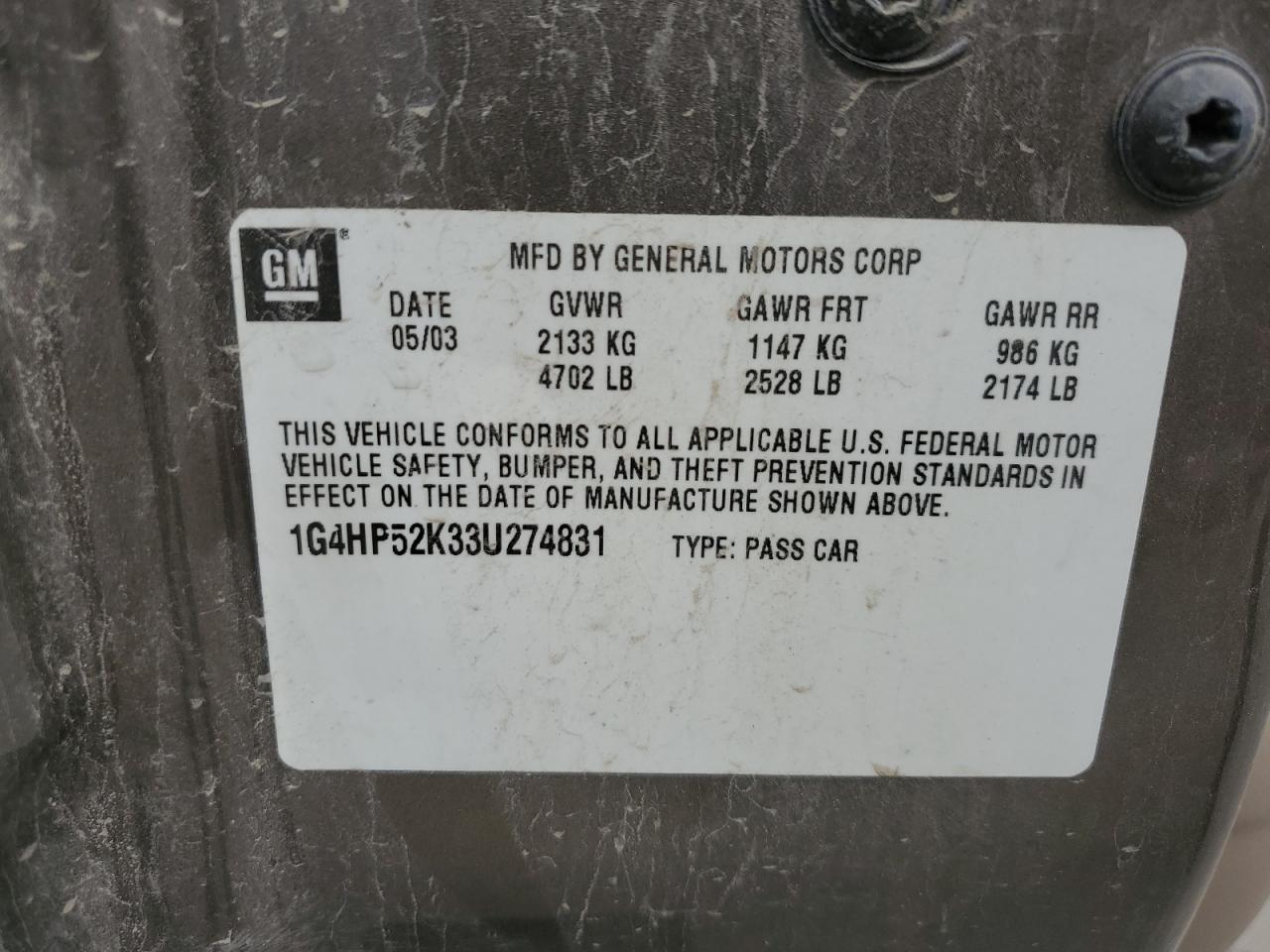 2003 Buick Lesabre Custom Tan vin: 1G4HP52K33U274831