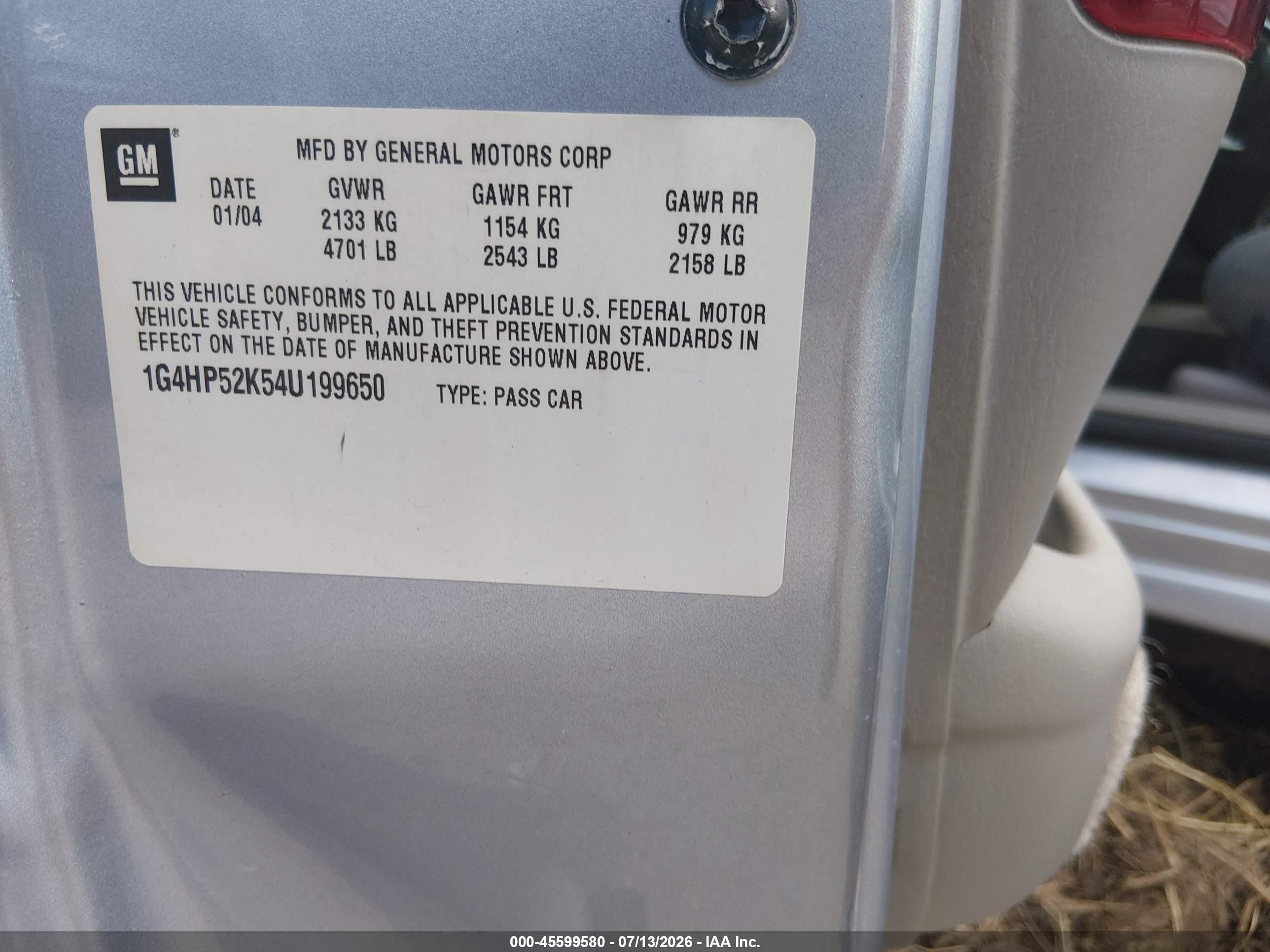 2004 Buick Lesabre Custom Silver vin: 1G4HP52K54U199650