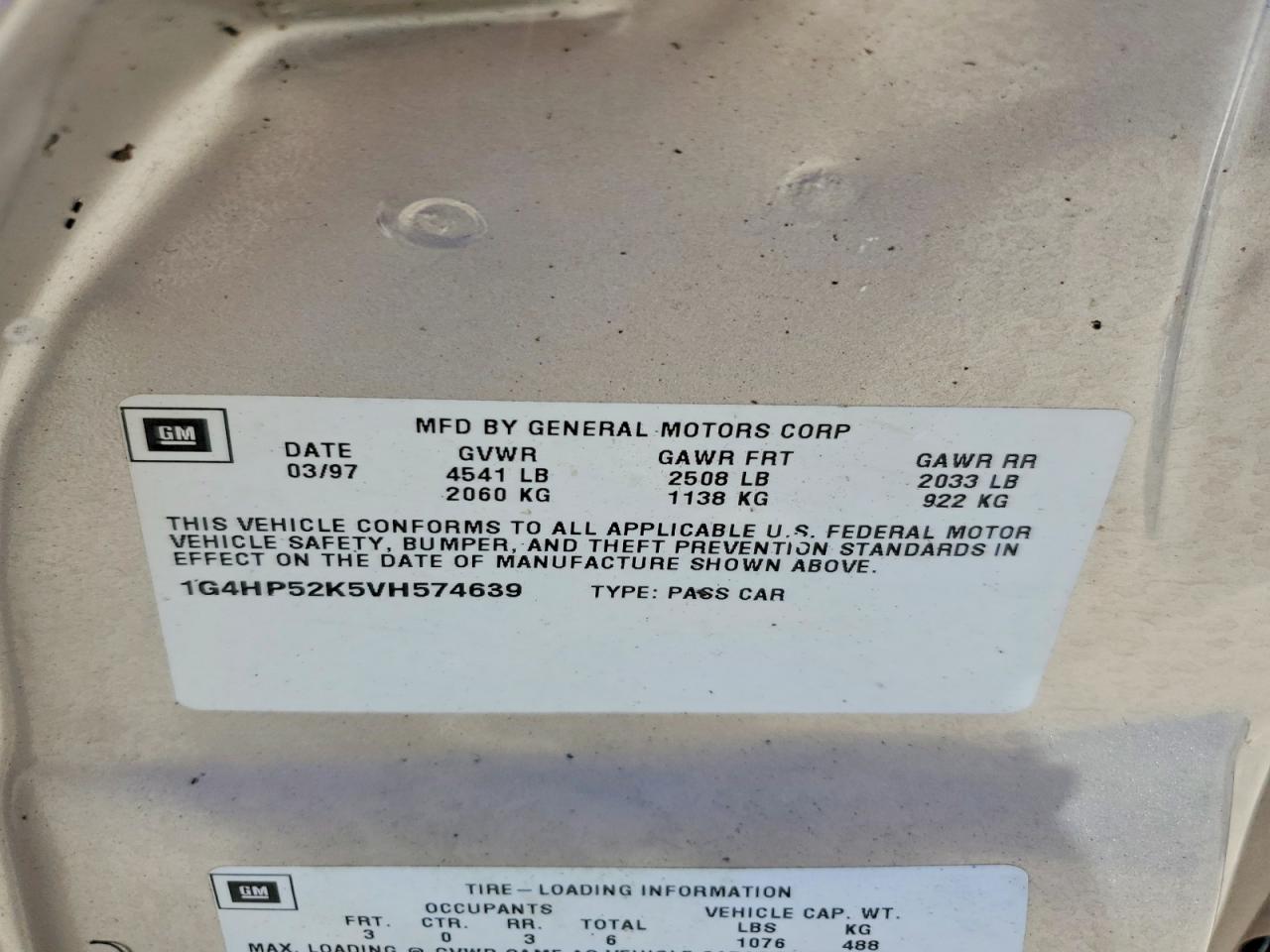 1997 Buick Lesabre Custom Beige vin: 1G4HP52K5VH574639