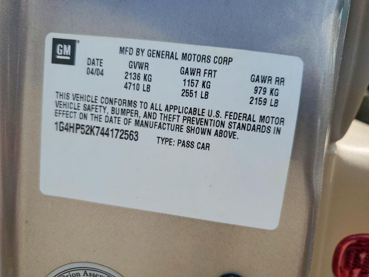 2004 Buick Lesabre Custom Желто-коричневый vin: 1G4HP52K744172563