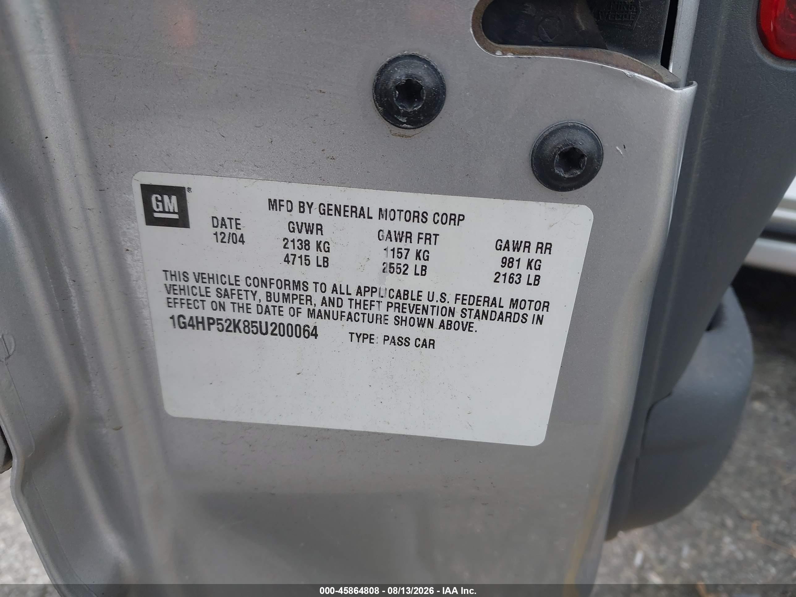 2005 Buick Lesabre Custom Silver vin: 1G4HP52K85U200064