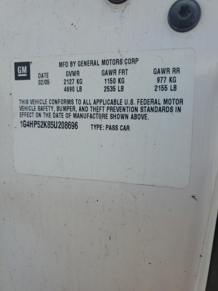 2005 Buick Lesabre Custom White vin: 1G4HP52K85U208696