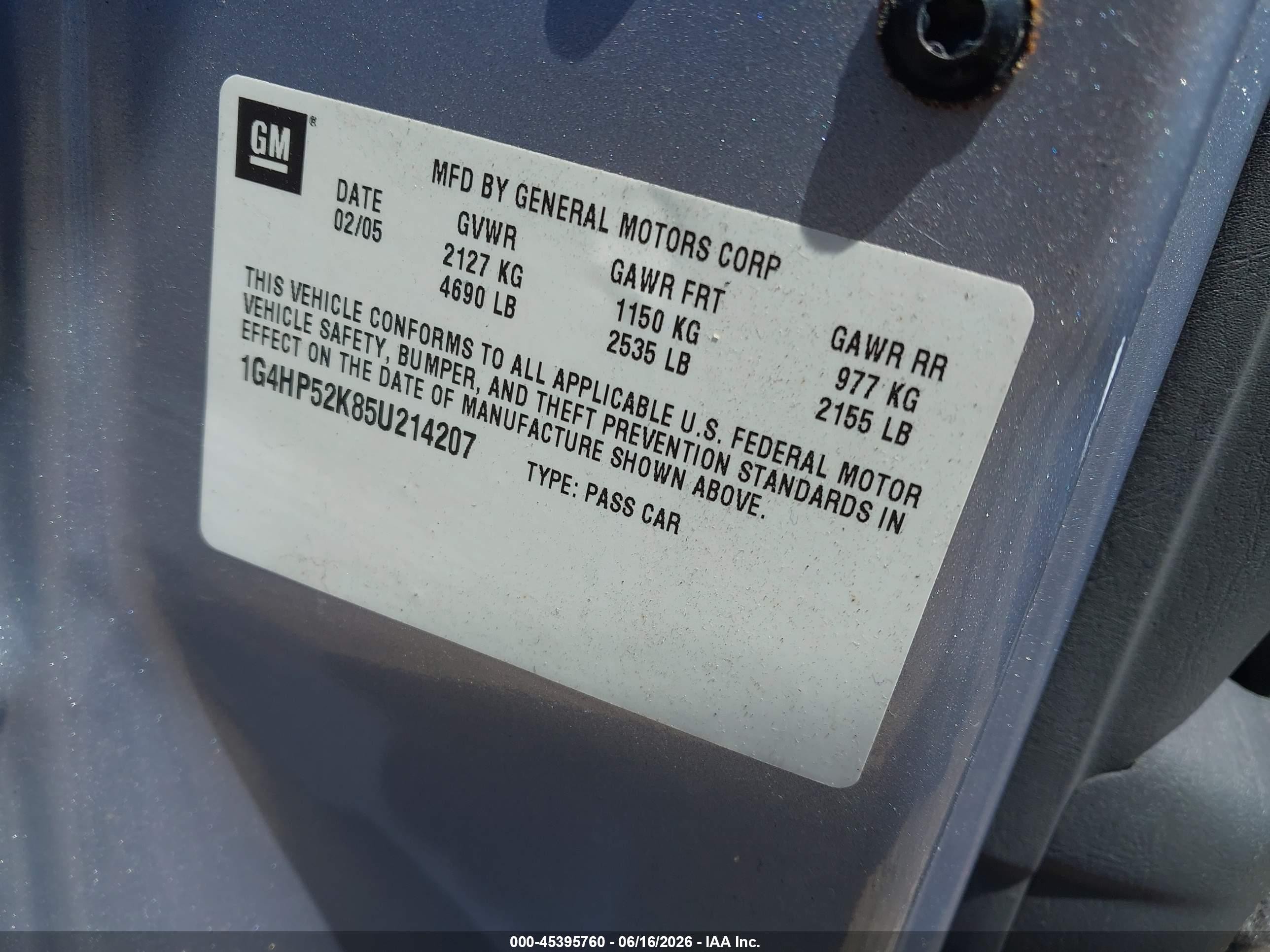 2005 Buick Lesabre Custom Silver vin: 1G4HP52K85U214207