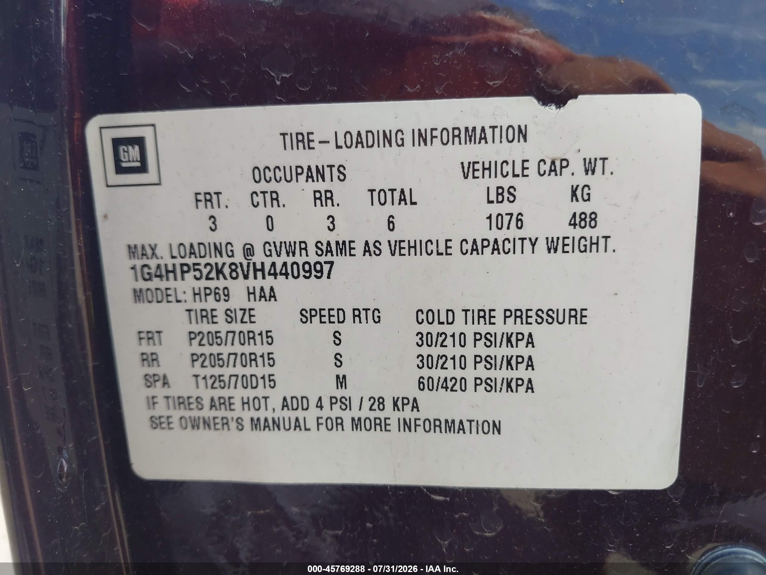 1997 Buick Lesabre Custom Maroon vin: 1G4HP52K8VH440997
