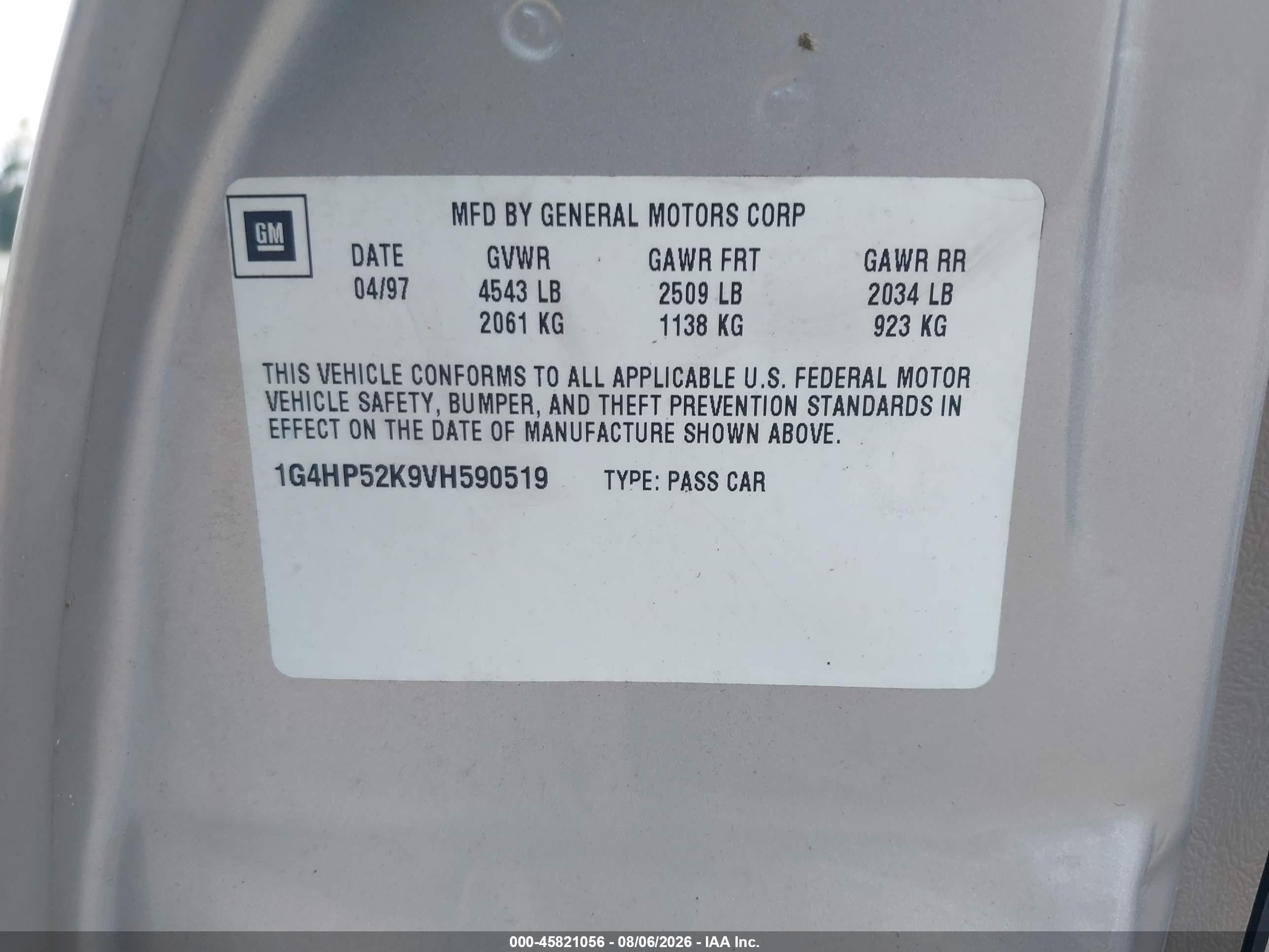 1997 Buick Lesabre Custom Silver vin: 1G4HP52K9VH590519