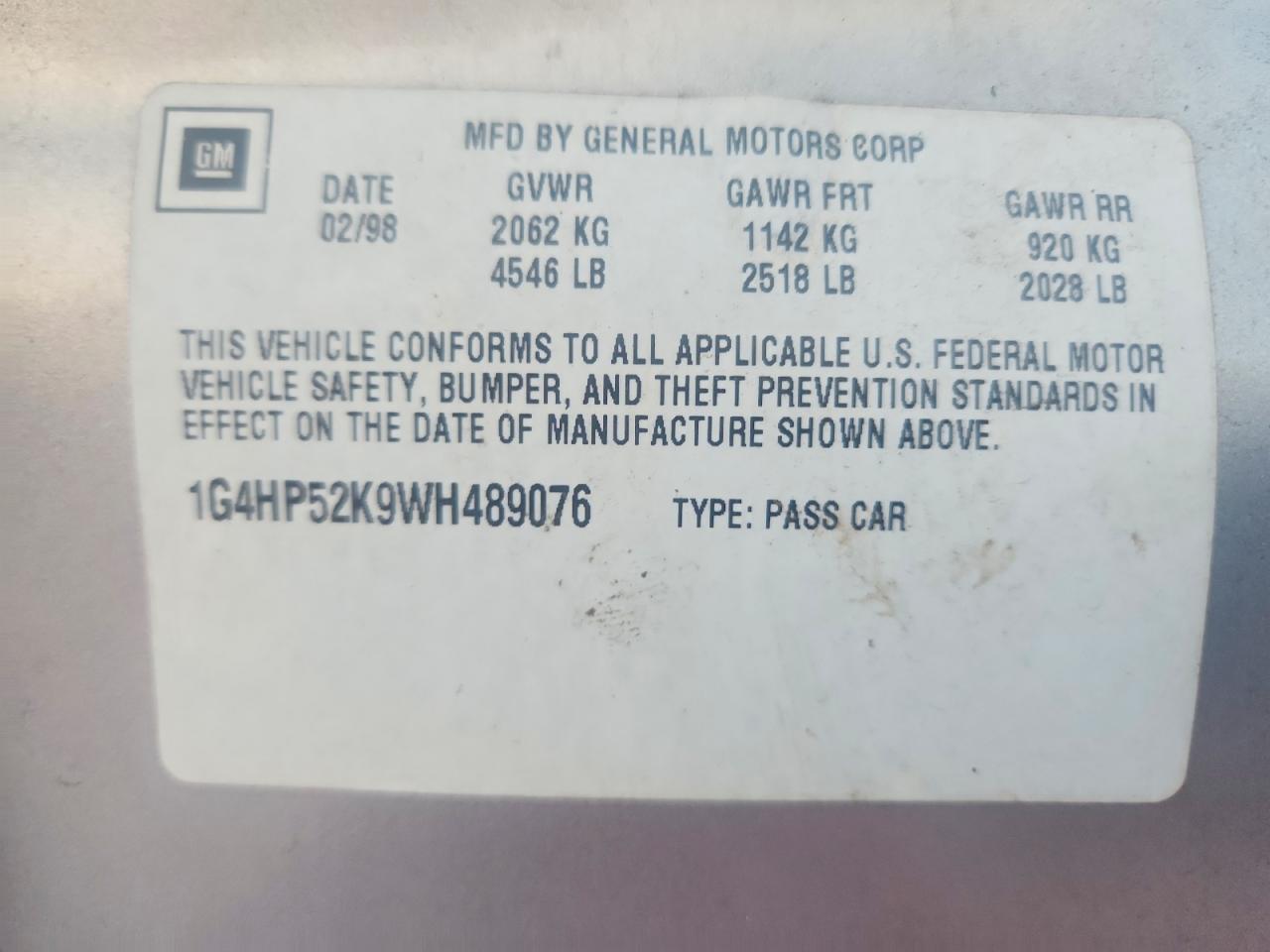 1998 Buick Lesabre Custom Silver vin: 1G4HP52K9WH489076