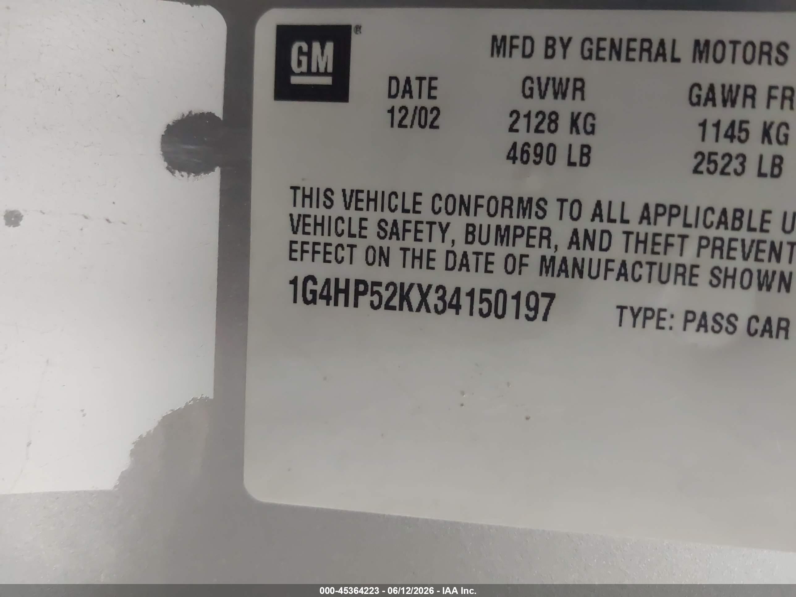 2003 Buick Lesabre Custom Silver vin: 1G4HP52KX34150197
