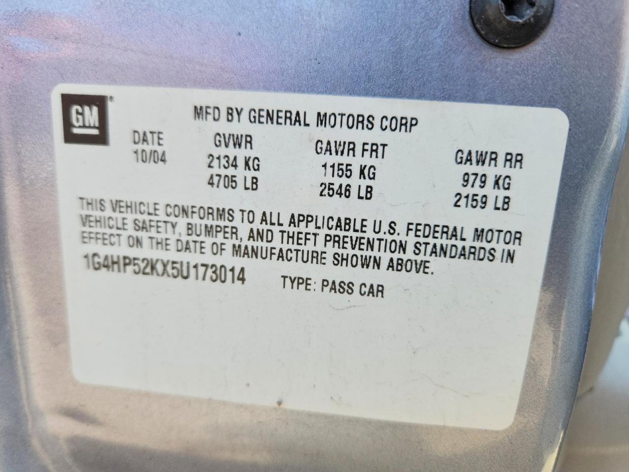 2005 Buick Lesabre Custom Gray vin: 1G4HP52KX5U173014