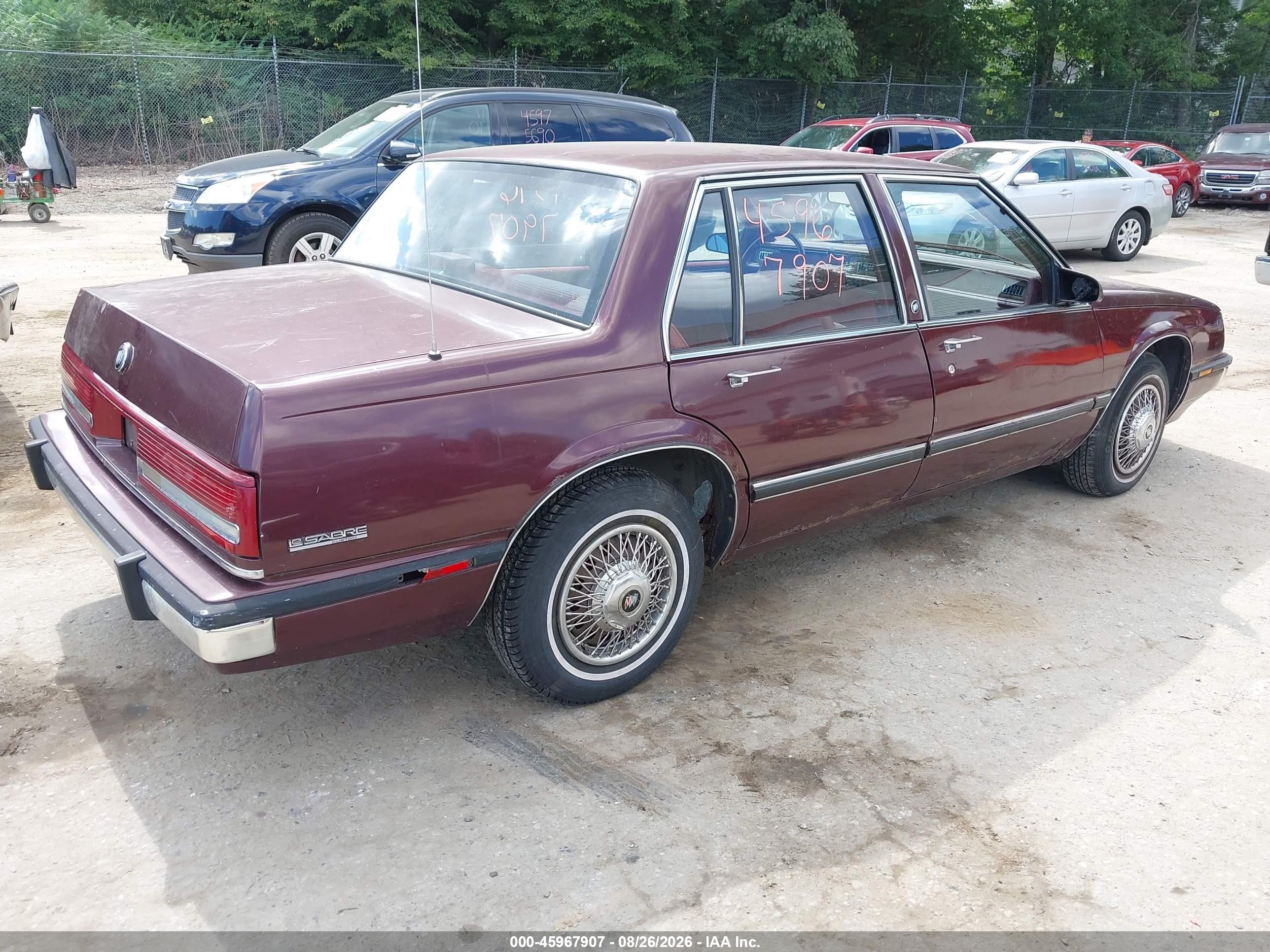1991 Buick Lesabre Custom Burgundy vin: 1G4HP54C3MH475905