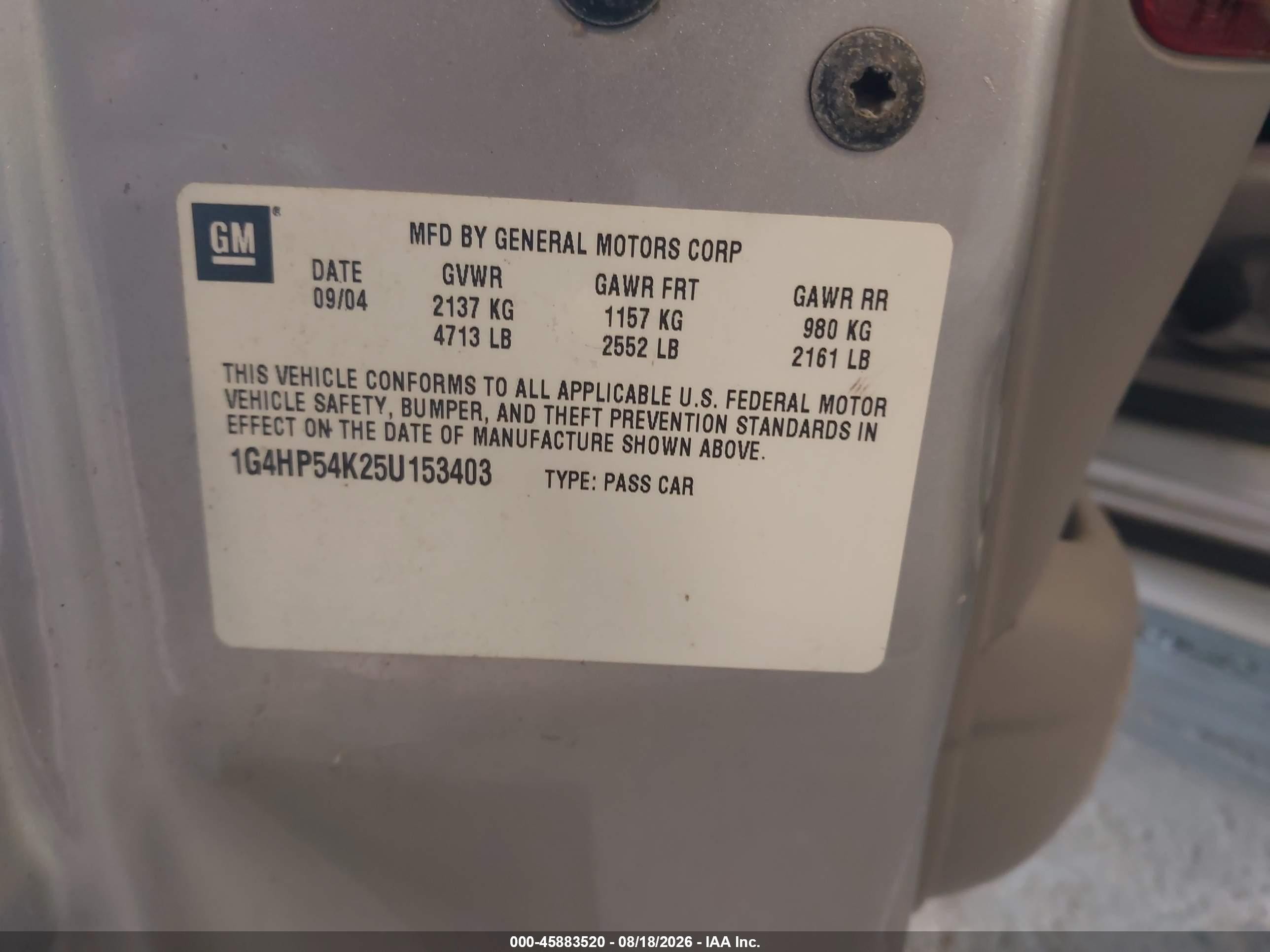 2005 Buick Lesabre Custom Silver vin: 1G4HP54K25U153403