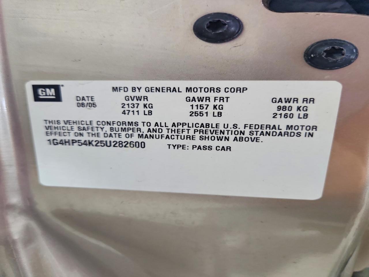 2005 Buick Lesabre Custom Beige vin: 1G4HP54K25U282600