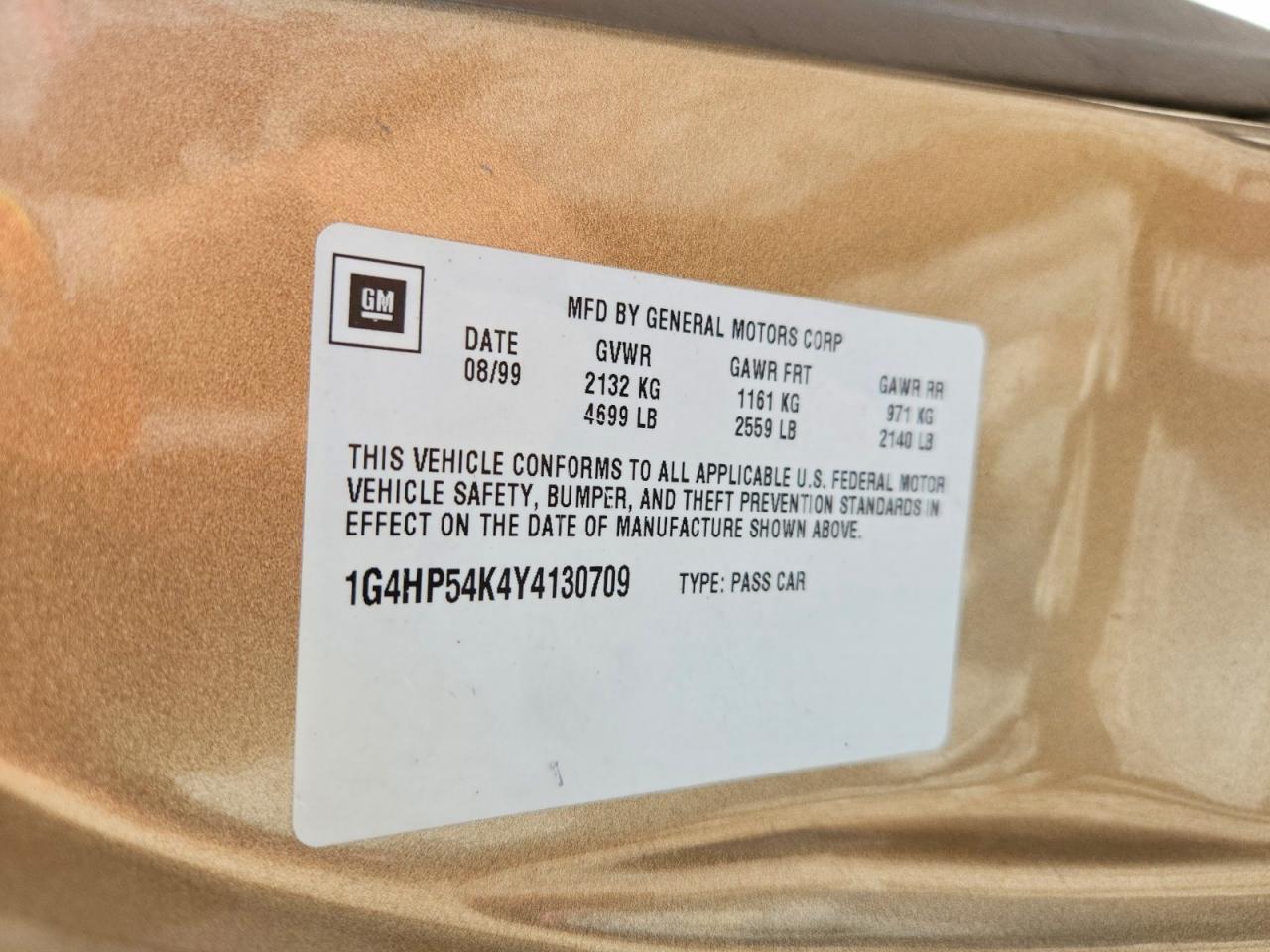2000 Buick Lesabre Custom Gold vin: 1G4HP54K4Y4130709