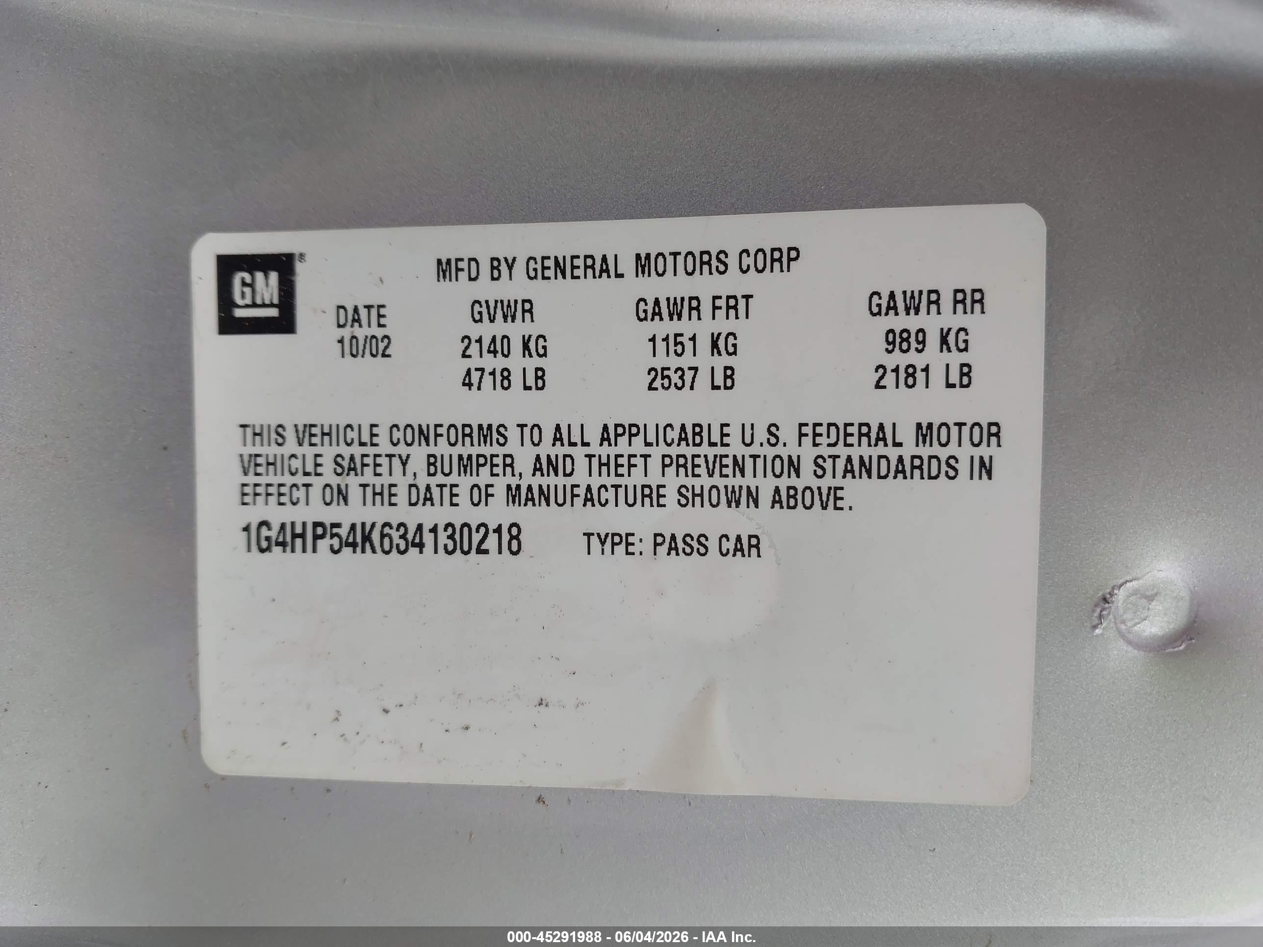 2003 Buick Lesabre Custom Серебряный vin: 1G4HP54K634130218