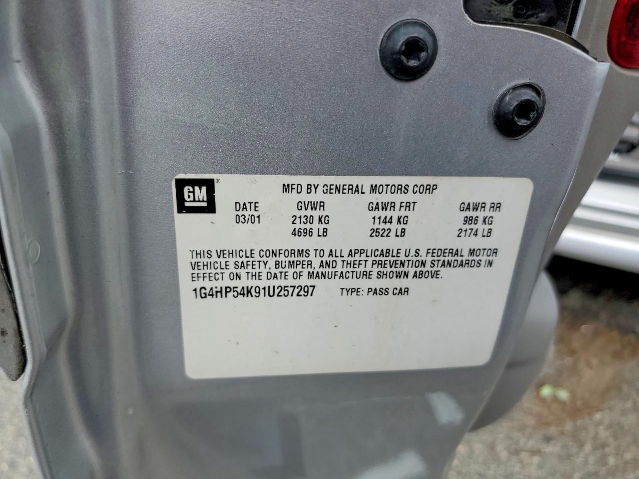 2001 Buick Lesabre Custom Silver vin: 1G4HP54K91U257297