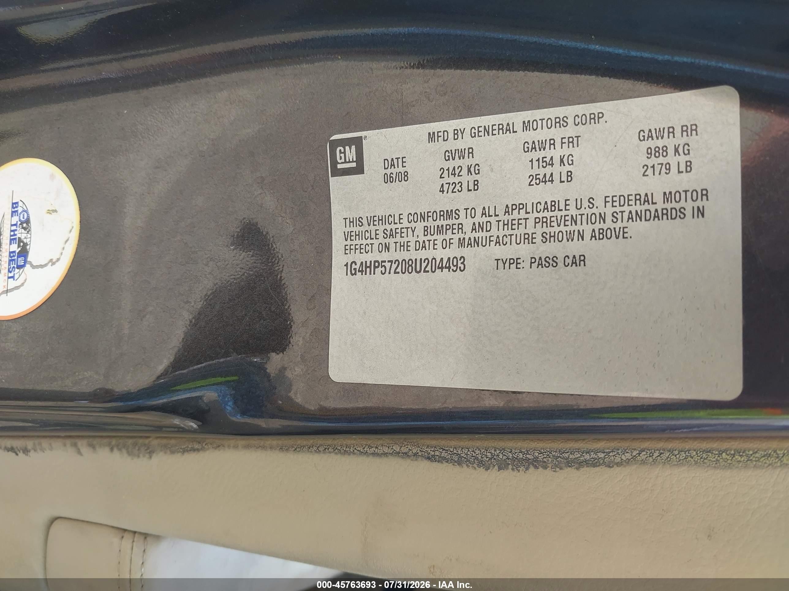 2008 Buick Lucerne Cx Black vin: 1G4HP57208U204493