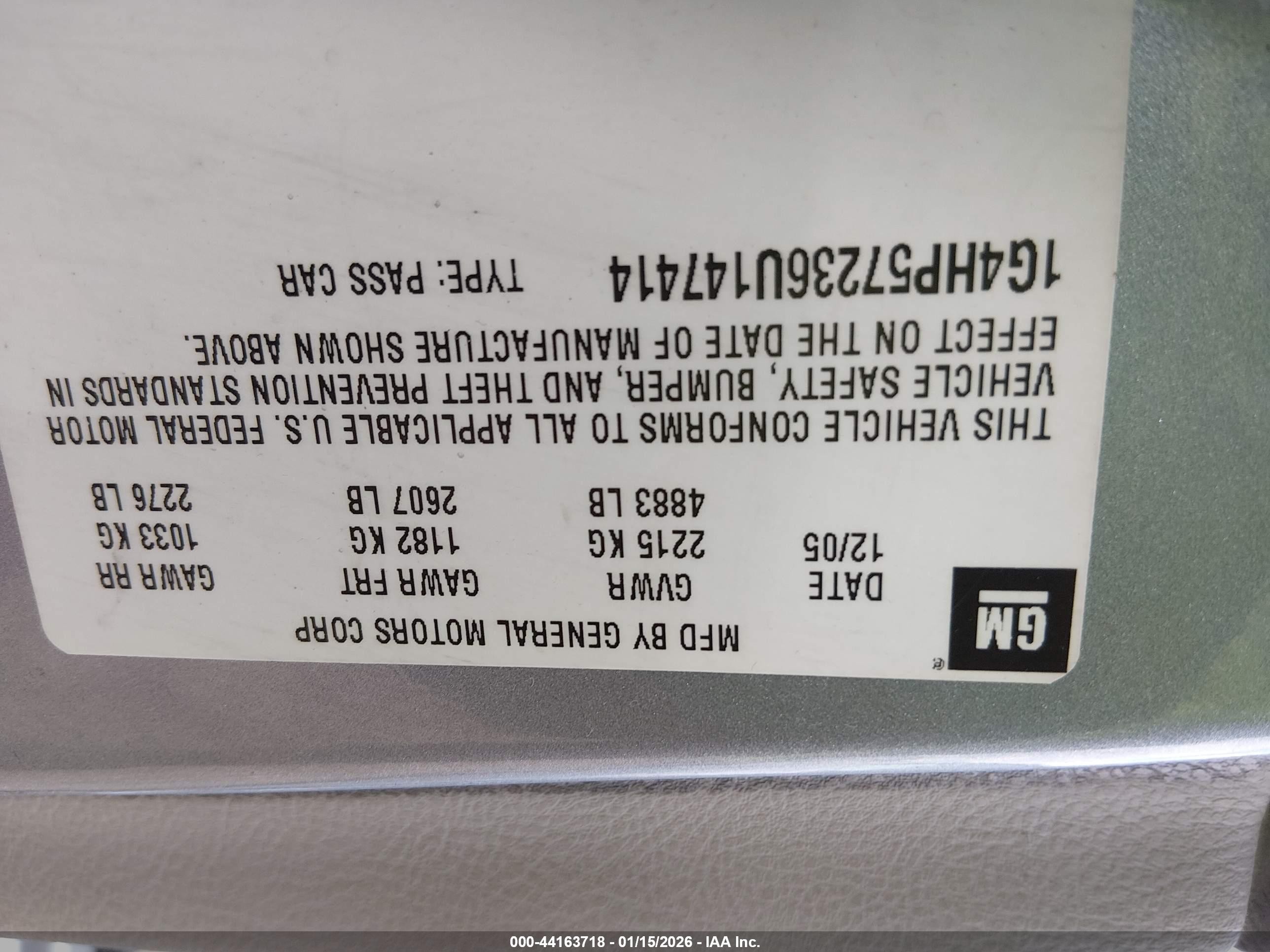 2006 Buick Lucerne Cx Gray vin: 1G4HP57236U147414