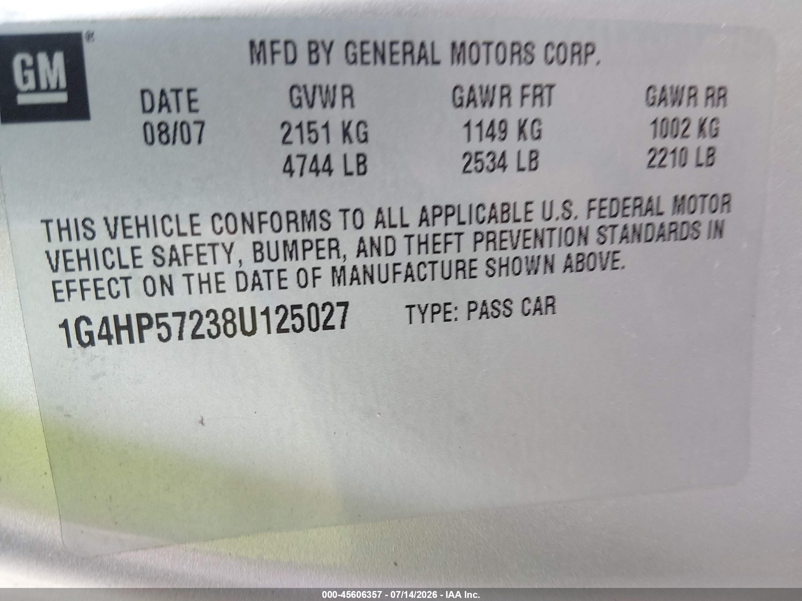 2008 Buick Lucerne Cx Silver vin: 1G4HP57238U125027