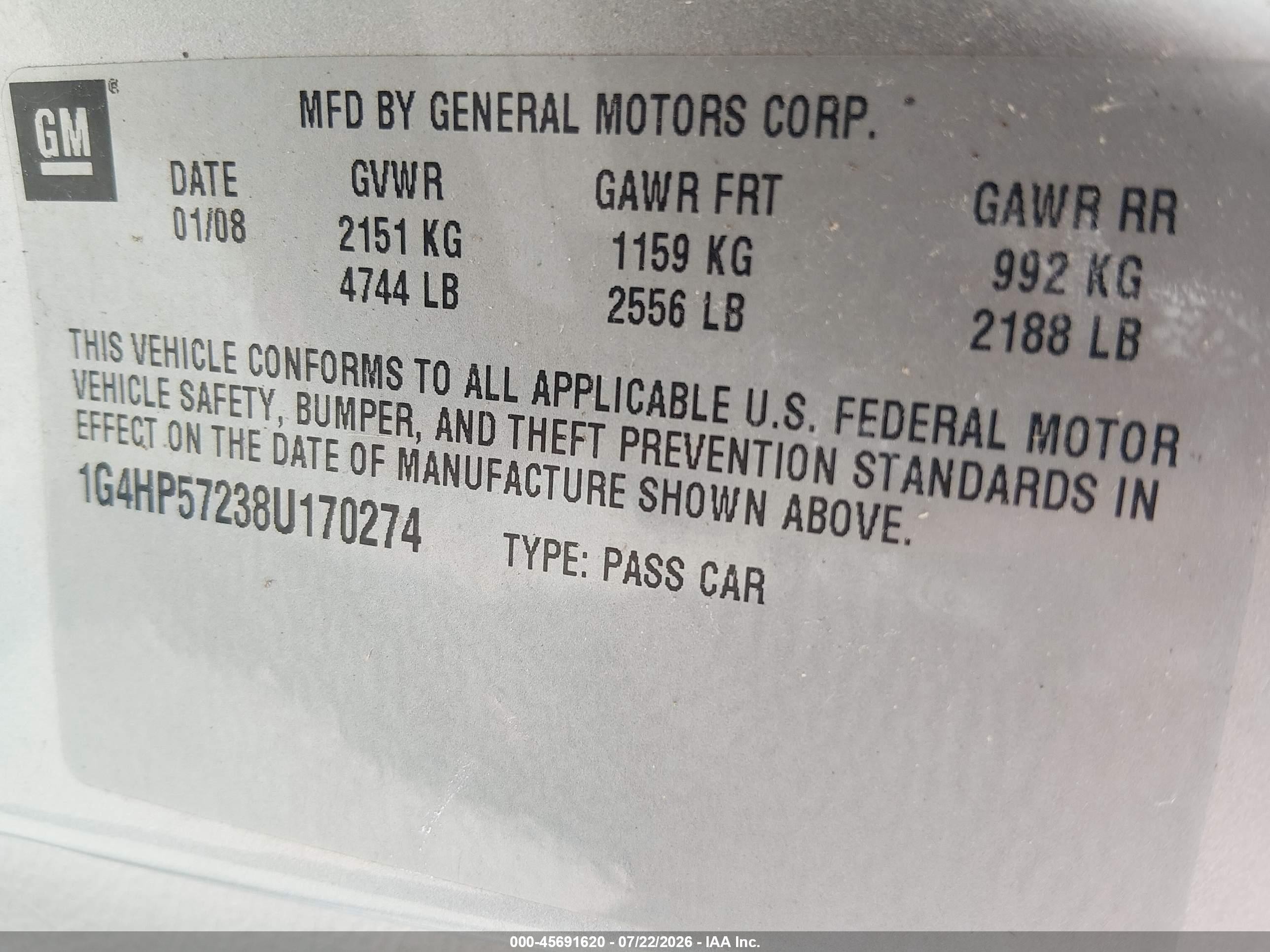 2008 Buick Lucerne Cx Gray vin: 1G4HP57238U170274