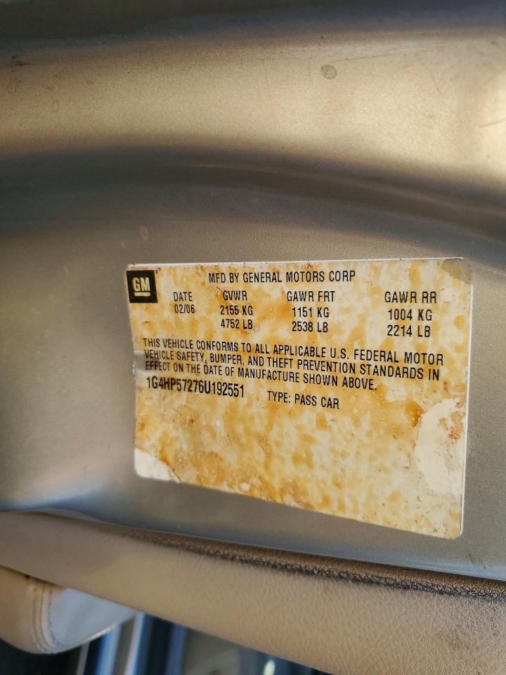 2006 Buick Lucerne Cx Gold vin: 1G4HP57276U192551