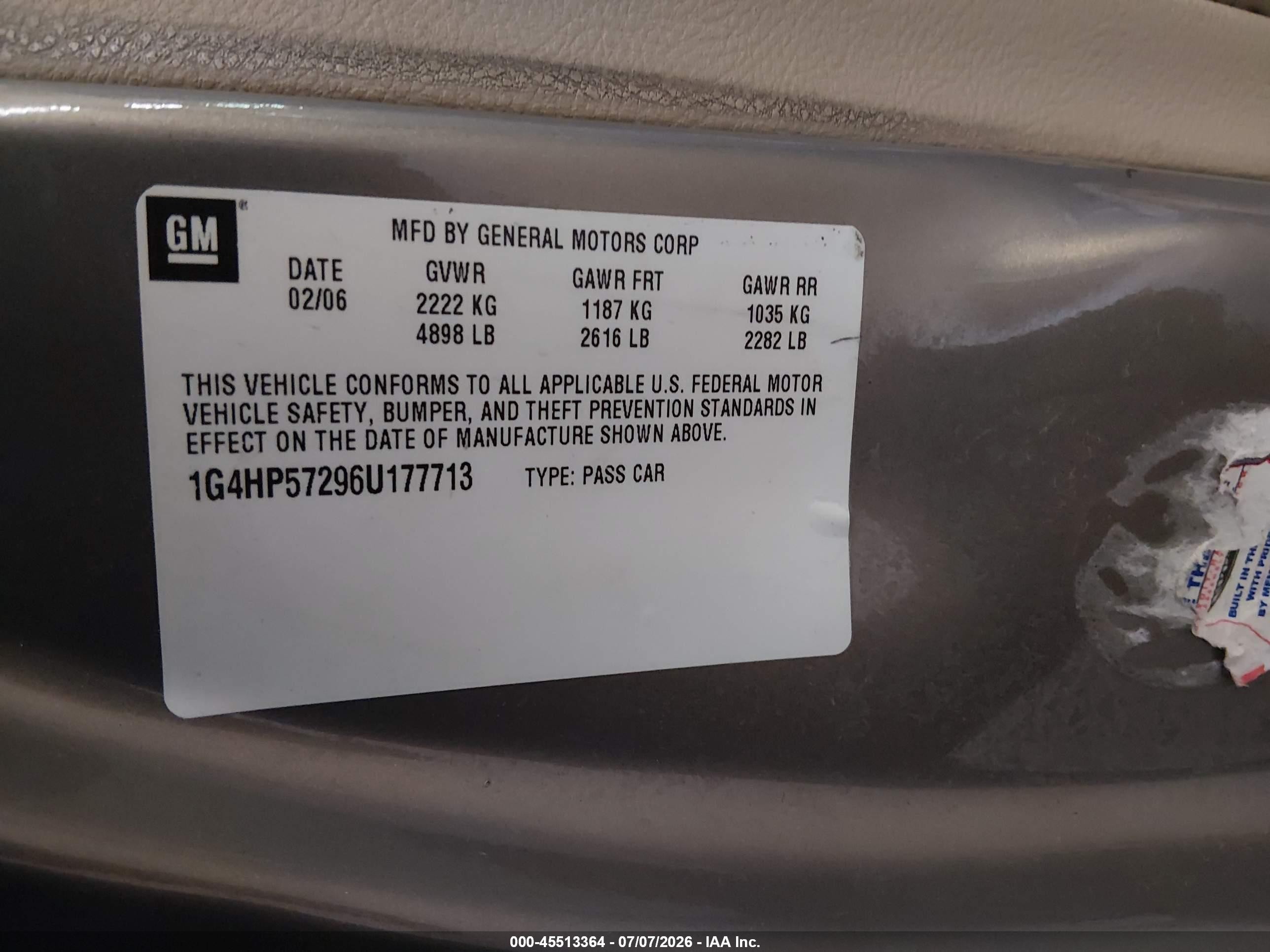 2006 Buick Lucerne Cx Коричневый vin: 1G4HP57296U177713