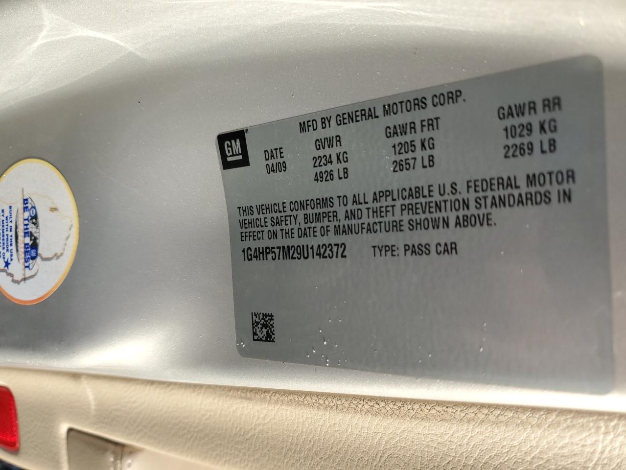 2009 Buick Lucerne Cx Beige vin: 1G4HP57M29U142372