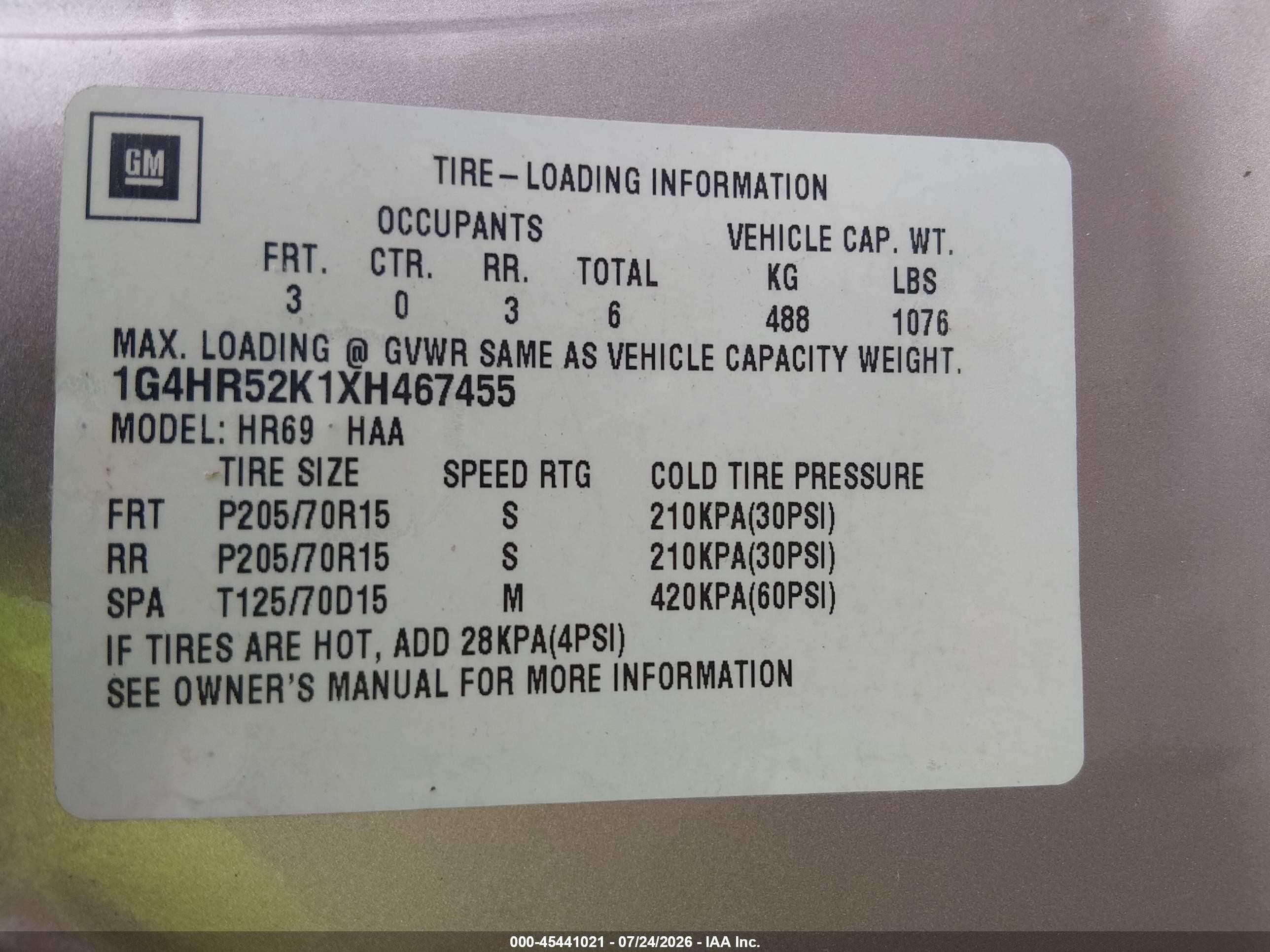 1999 Buick Lesabre Limited Champagne vin: 1G4HR52K1XH467455