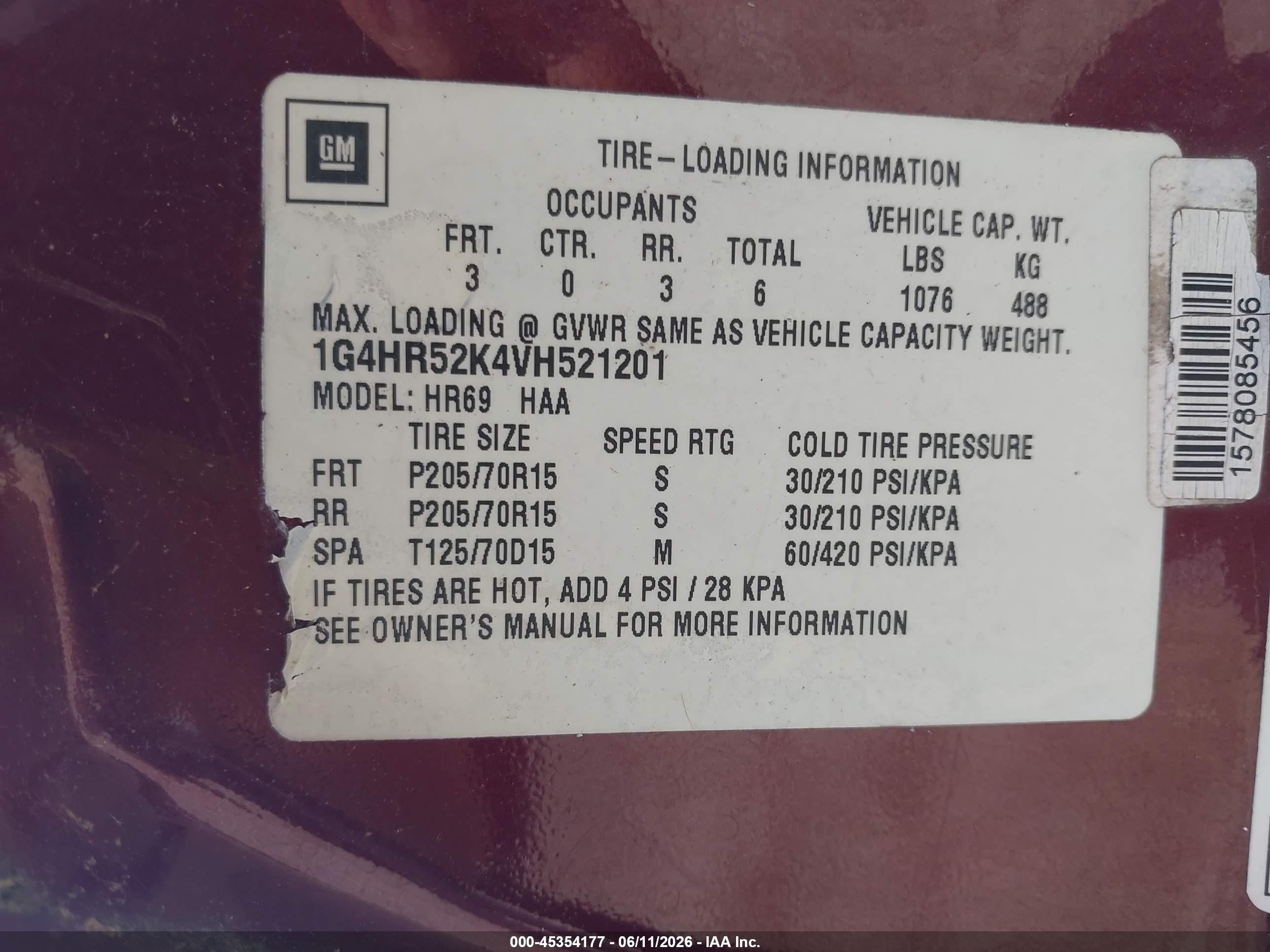 1997 Buick Lesabre Limited Темно-бордовый vin: 1G4HR52K4VH521201