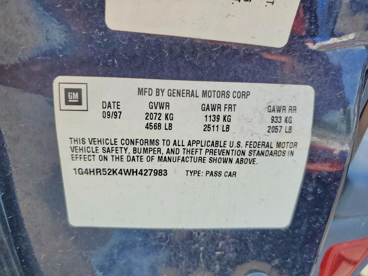 1998 Buick Lesabre Limited Blue vin: 1G4HR52K4WH427983