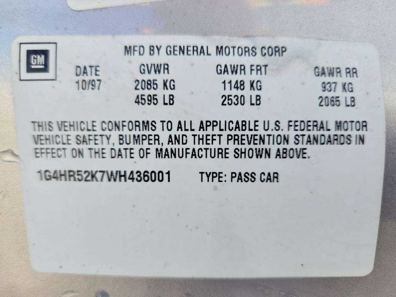 1998 Buick Lesabre Limited Silver vin: 1G4HR52K7WH436001