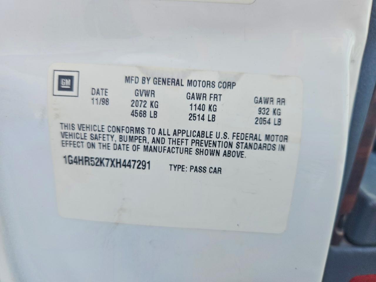 1999 Buick Lesabre Limited White vin: 1G4HR52K7XH447291