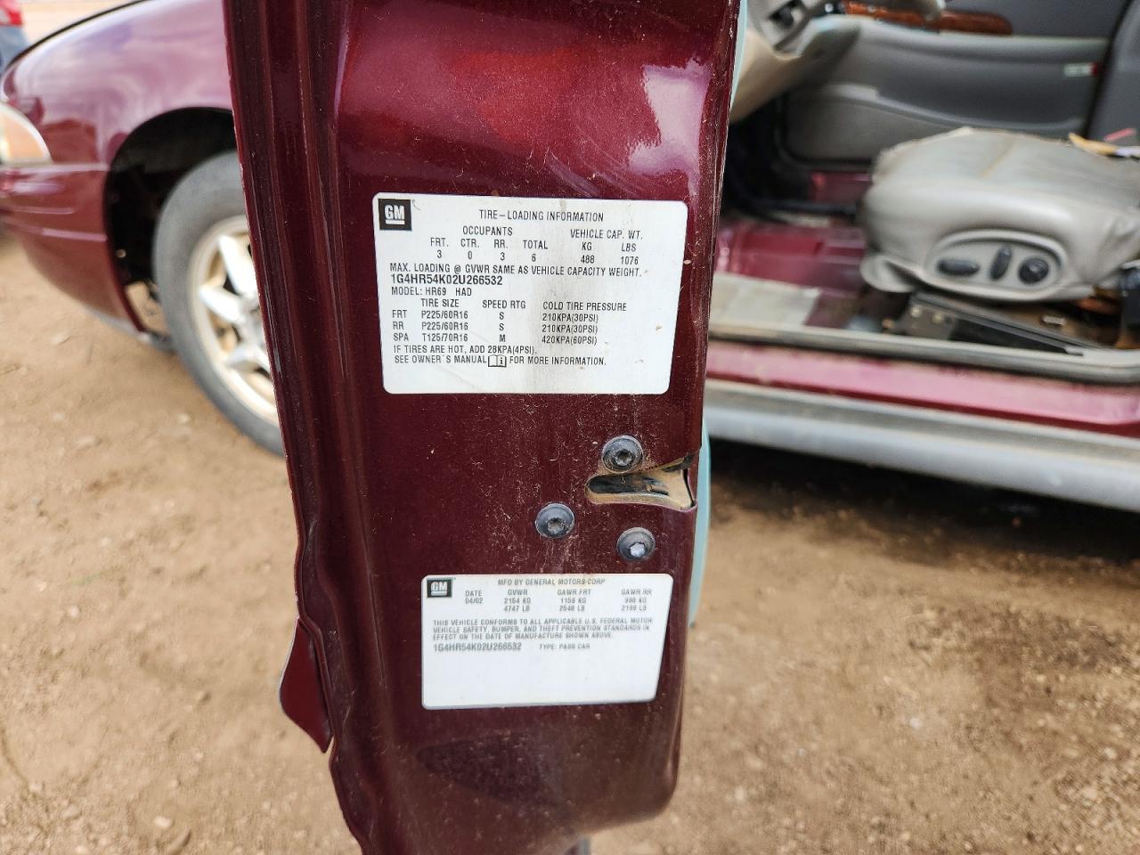 2002 Buick Lesabre Limited Burgundy vin: 1G4HR54K02U266532