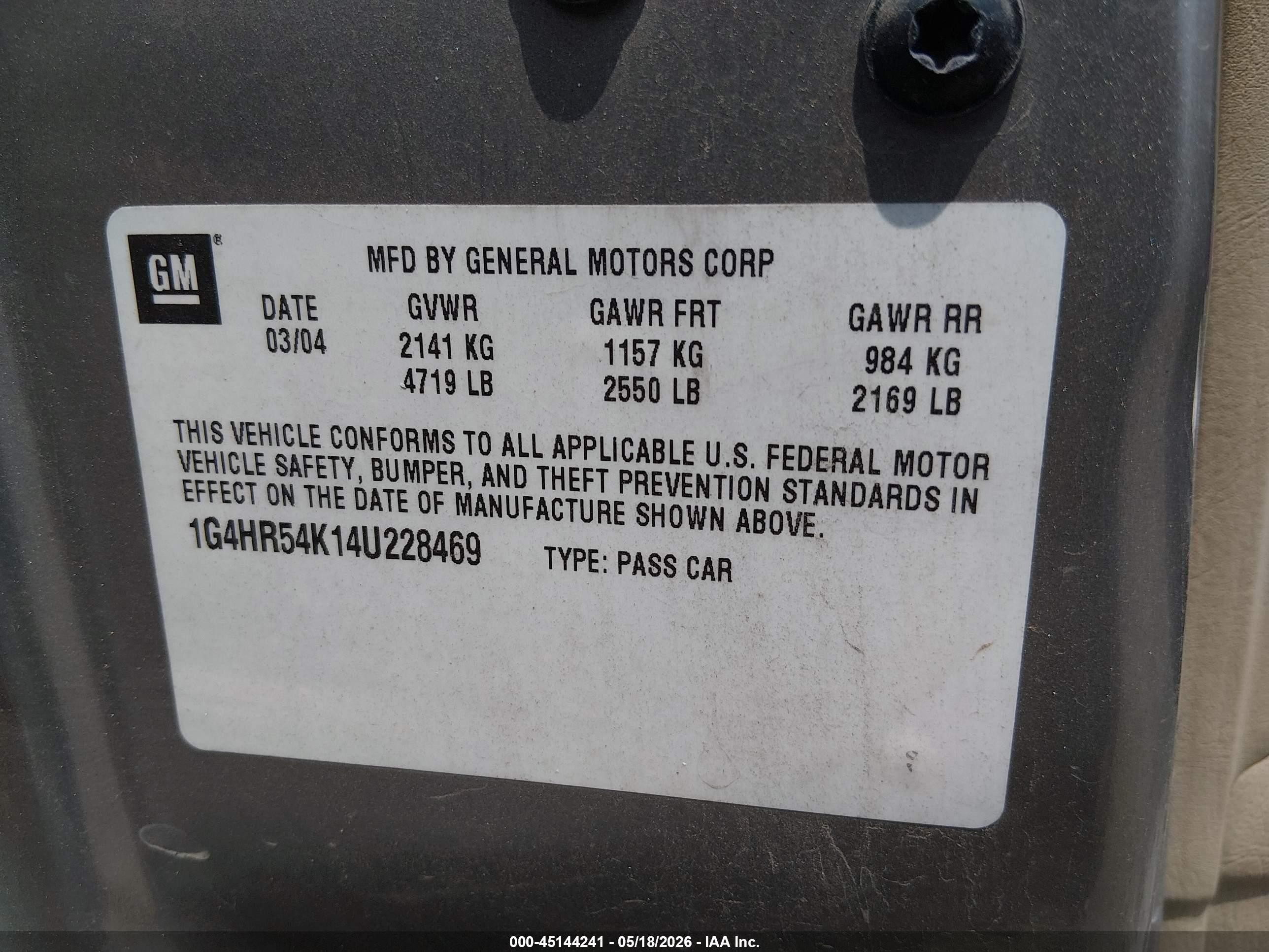 2004 Buick Lesabre Limited Brown vin: 1G4HR54K14U228469