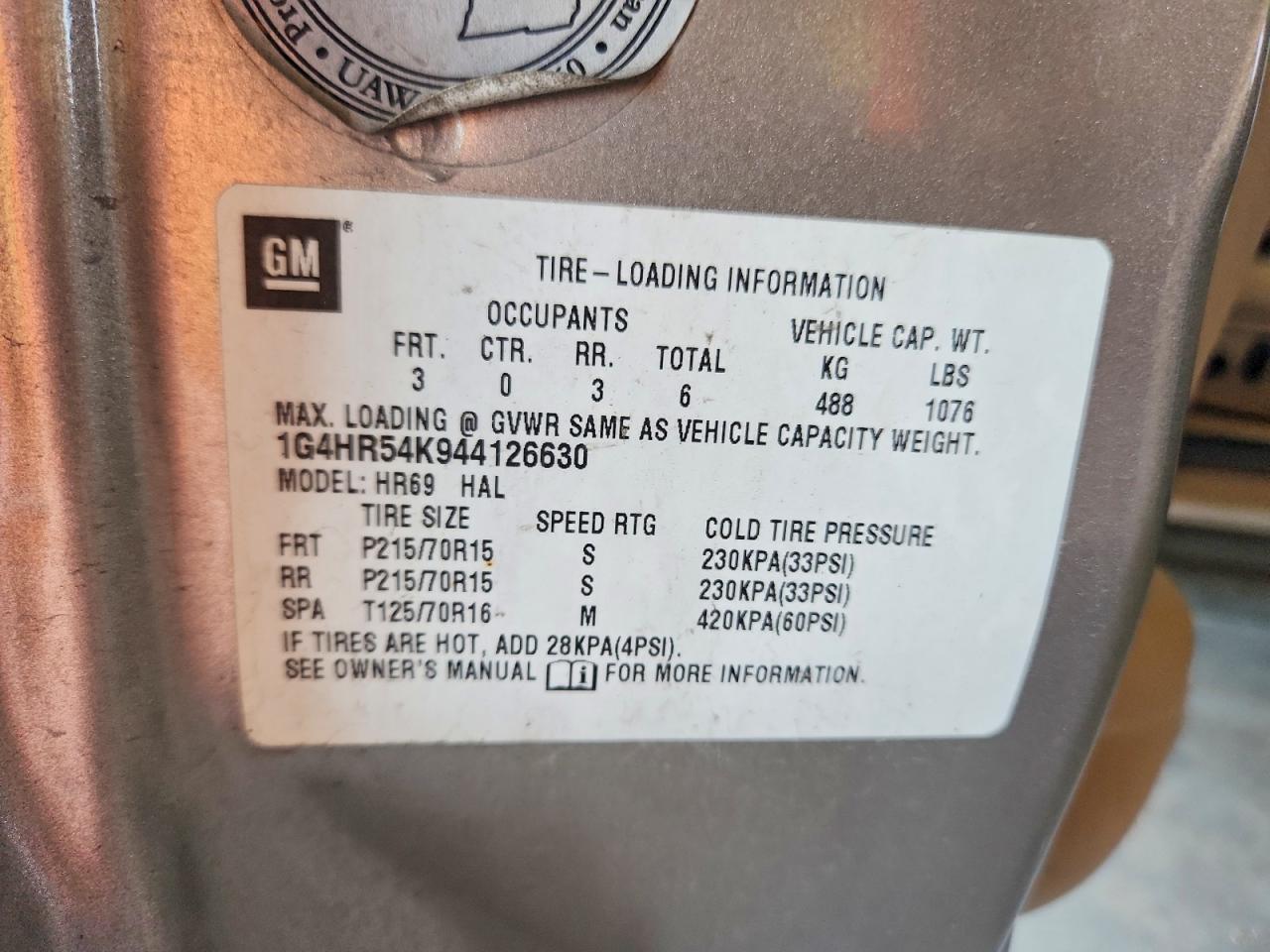 2004 Buick Lesabre Limited Tan vin: 1G4HR54K944126630