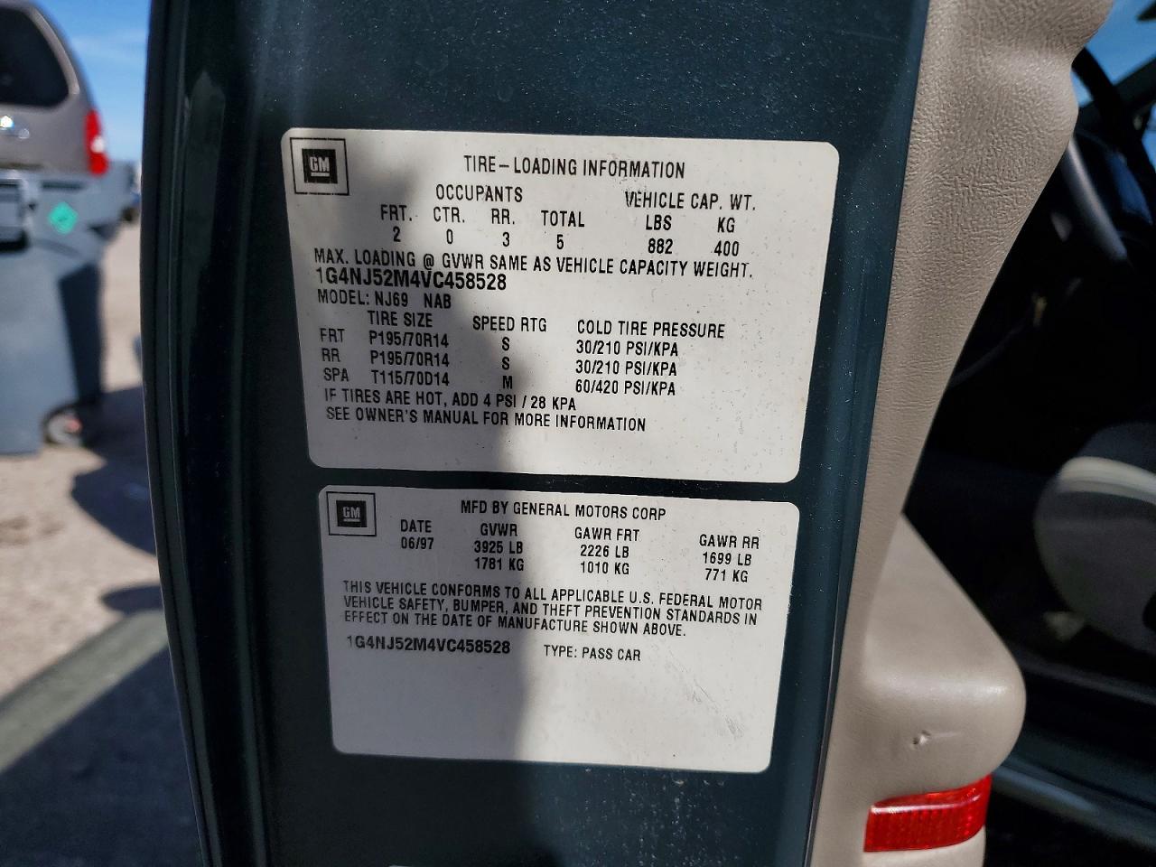 1997 Buick Skylark Gran Sport Teal vin: 1G4NJ52M4VC458528