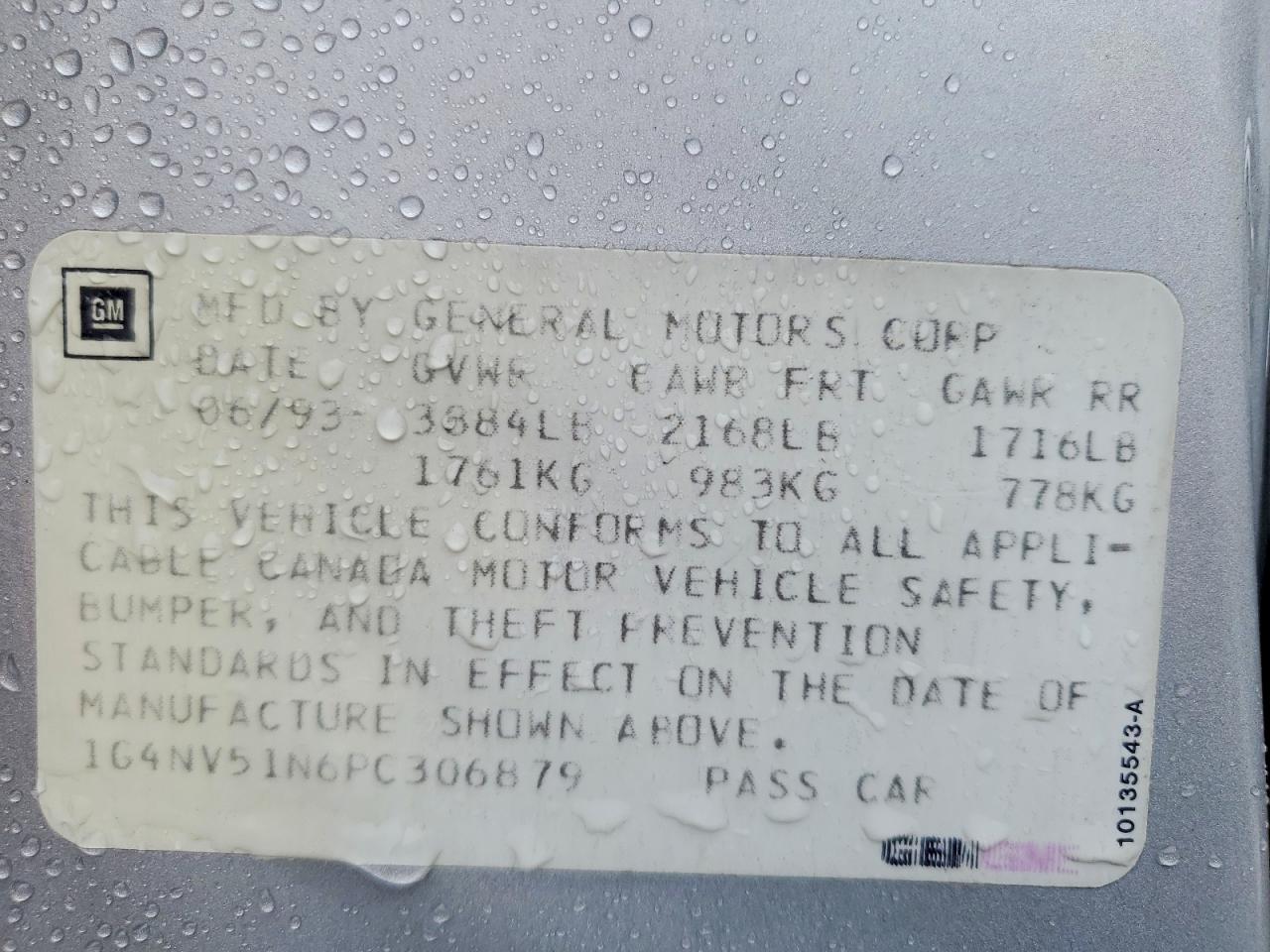 1993 Buick Skylark Custom Silver vin: 1G4NV51N6PC306879