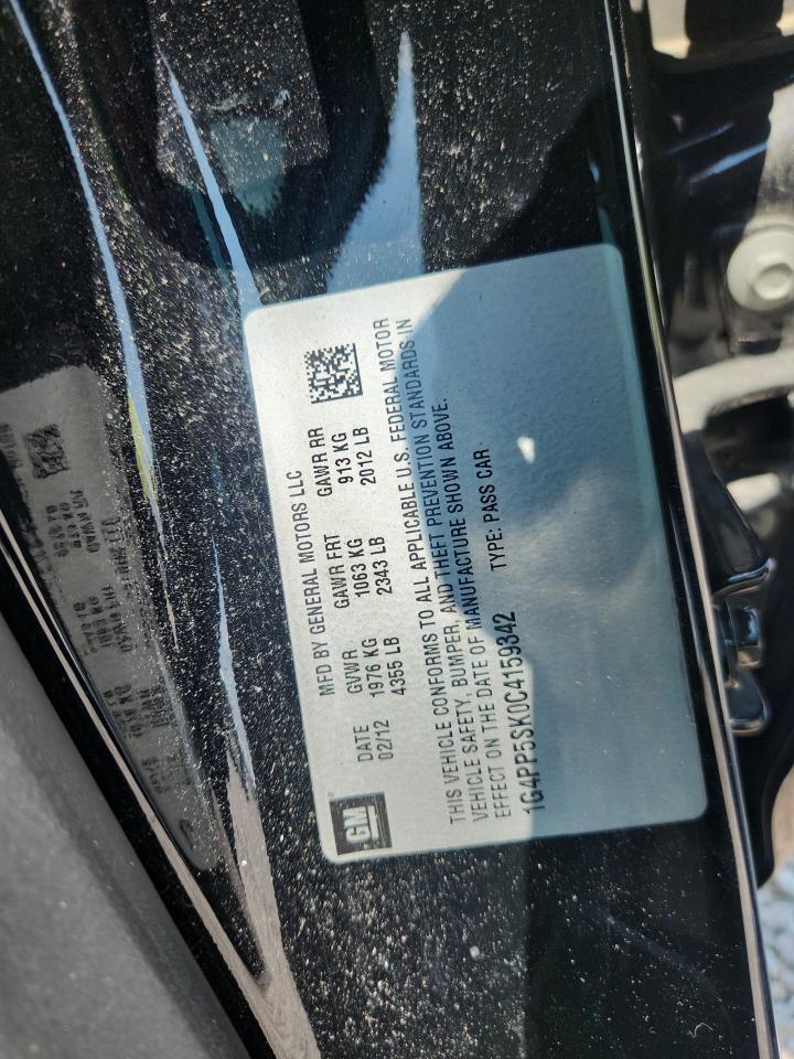 2012 Buick Verano Black vin: 1G4PP5SK0C4159342