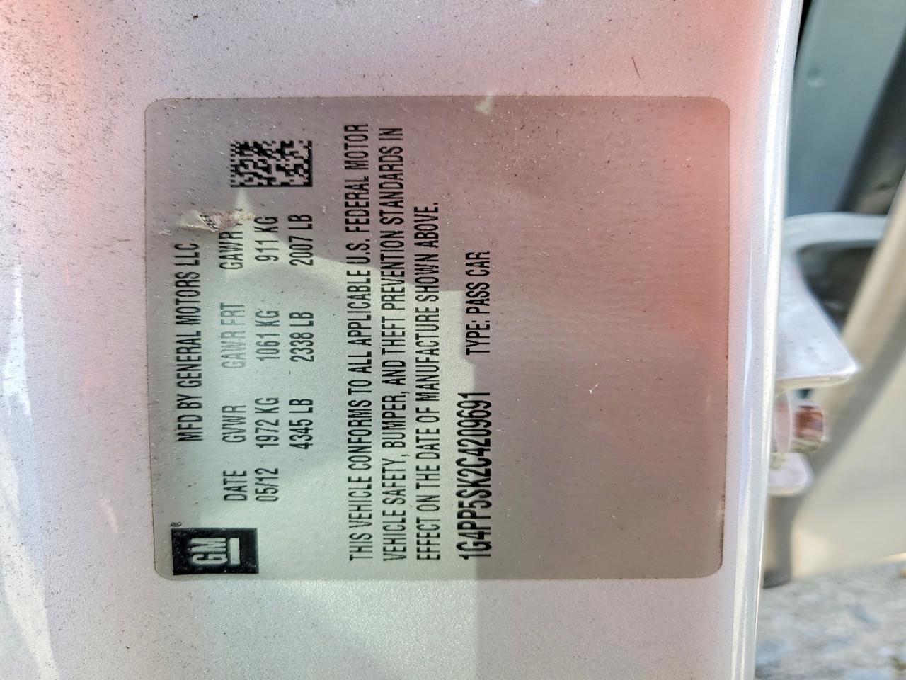 2012 Buick Verano Silver vin: 1G4PP5SK2C4209691
