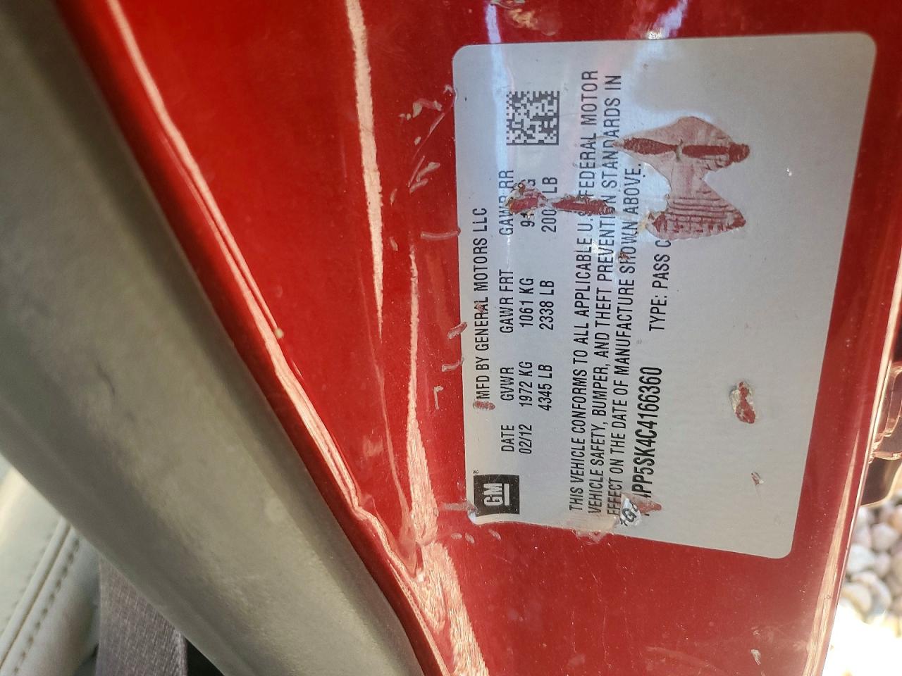 2012 Buick Verano Red vin: 1G4PP5SK4C4166360