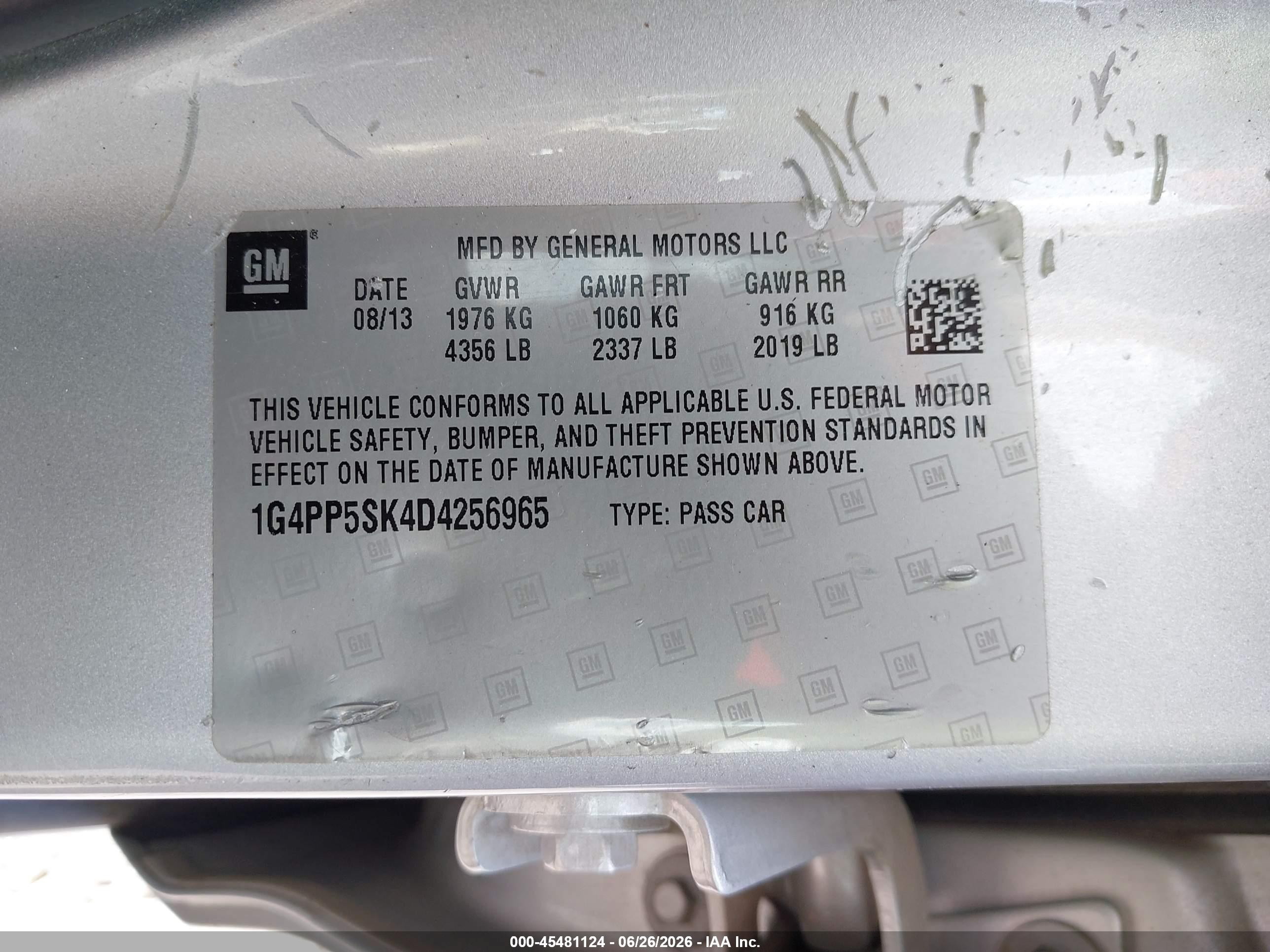 2013 Buick Verano   Silver vin: 1G4PP5SK4D4256965
