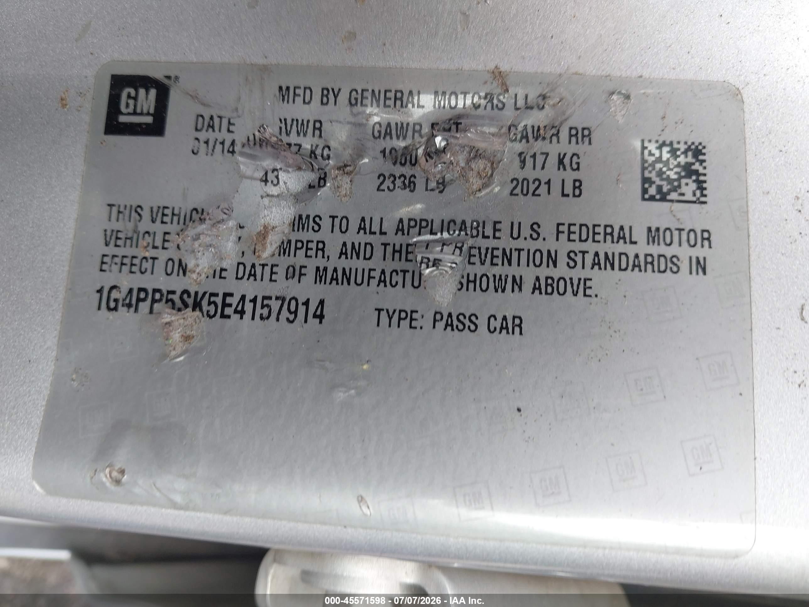 2014 Buick Verano   Silver vin: 1G4PP5SK5E4157914