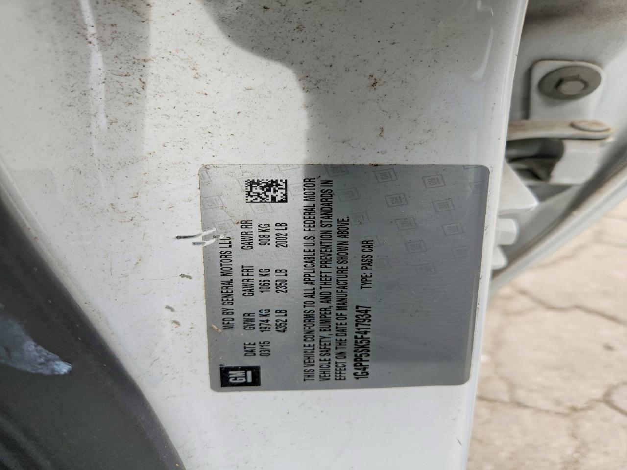2015 Buick Verano White vin: 1G4PP5SK5F4179347
