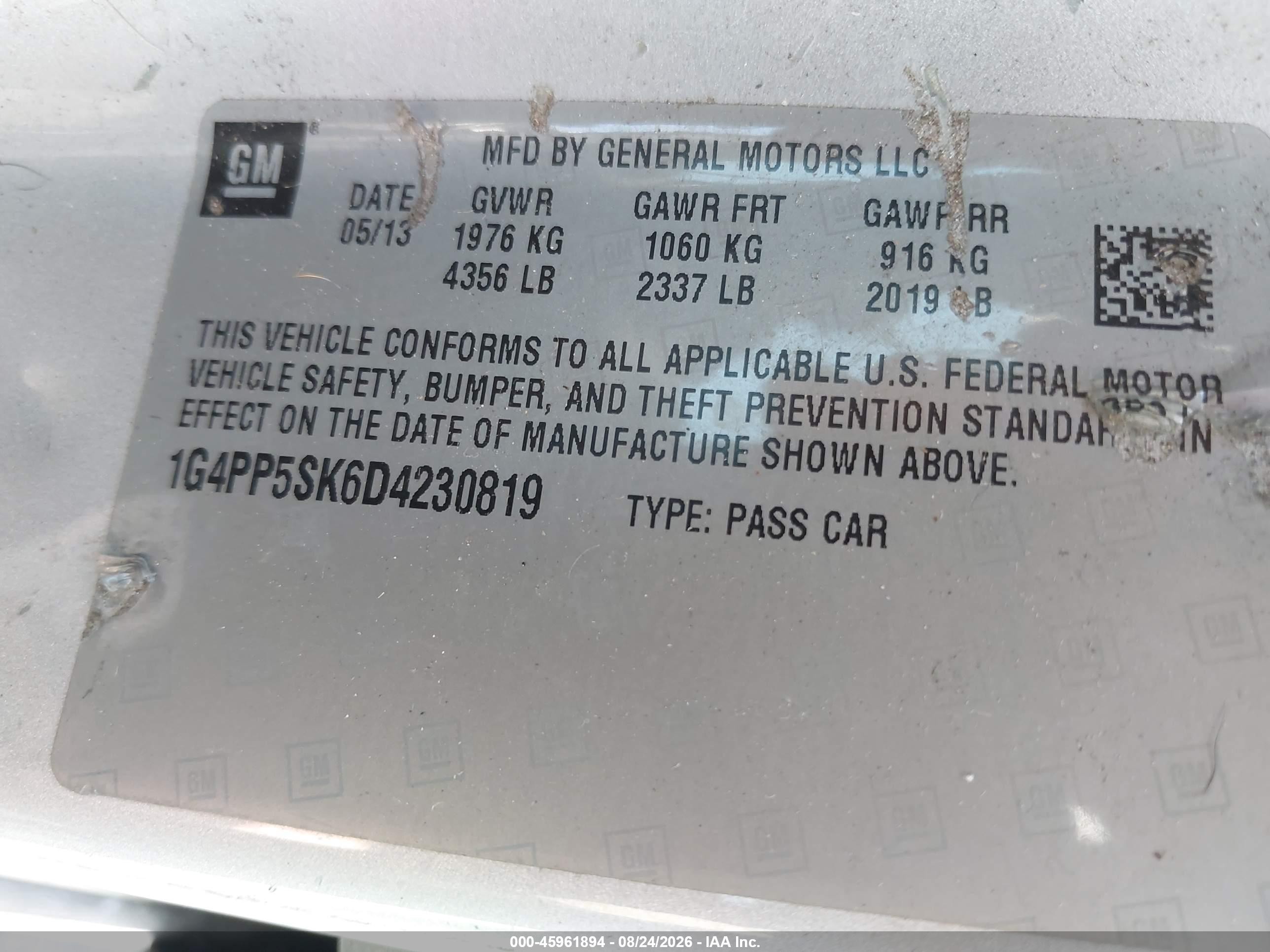 2013 Buick Verano   Silver vin: 1G4PP5SK6D4230819