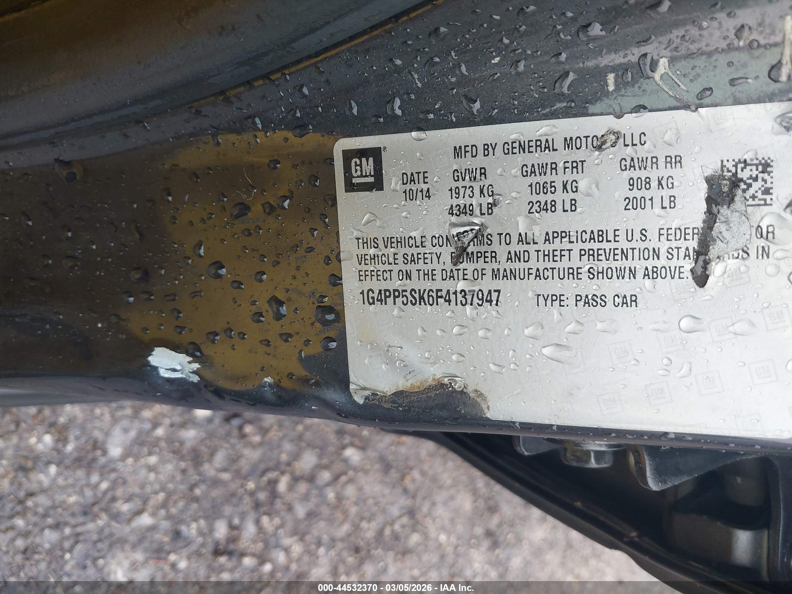 2015 Buick Verano   Серый vin: 1G4PP5SK6F4137947