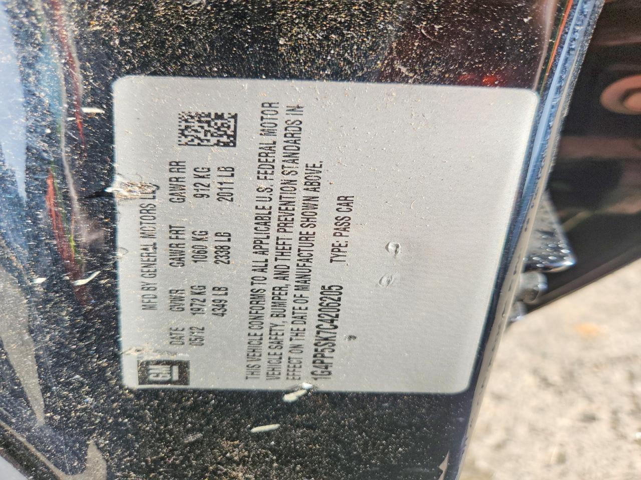 2012 Buick Verano Black vin: 1G4PP5SK7C4206205